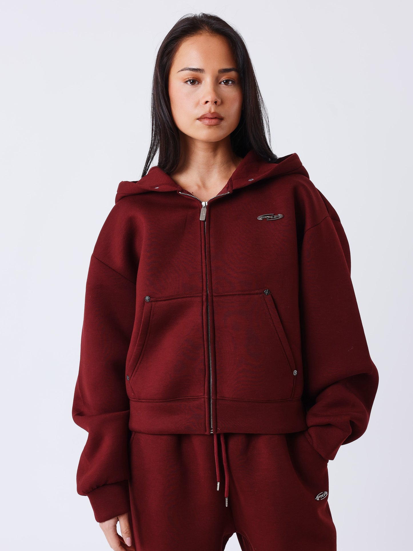 Sweat com capuz e zíper em neoprene