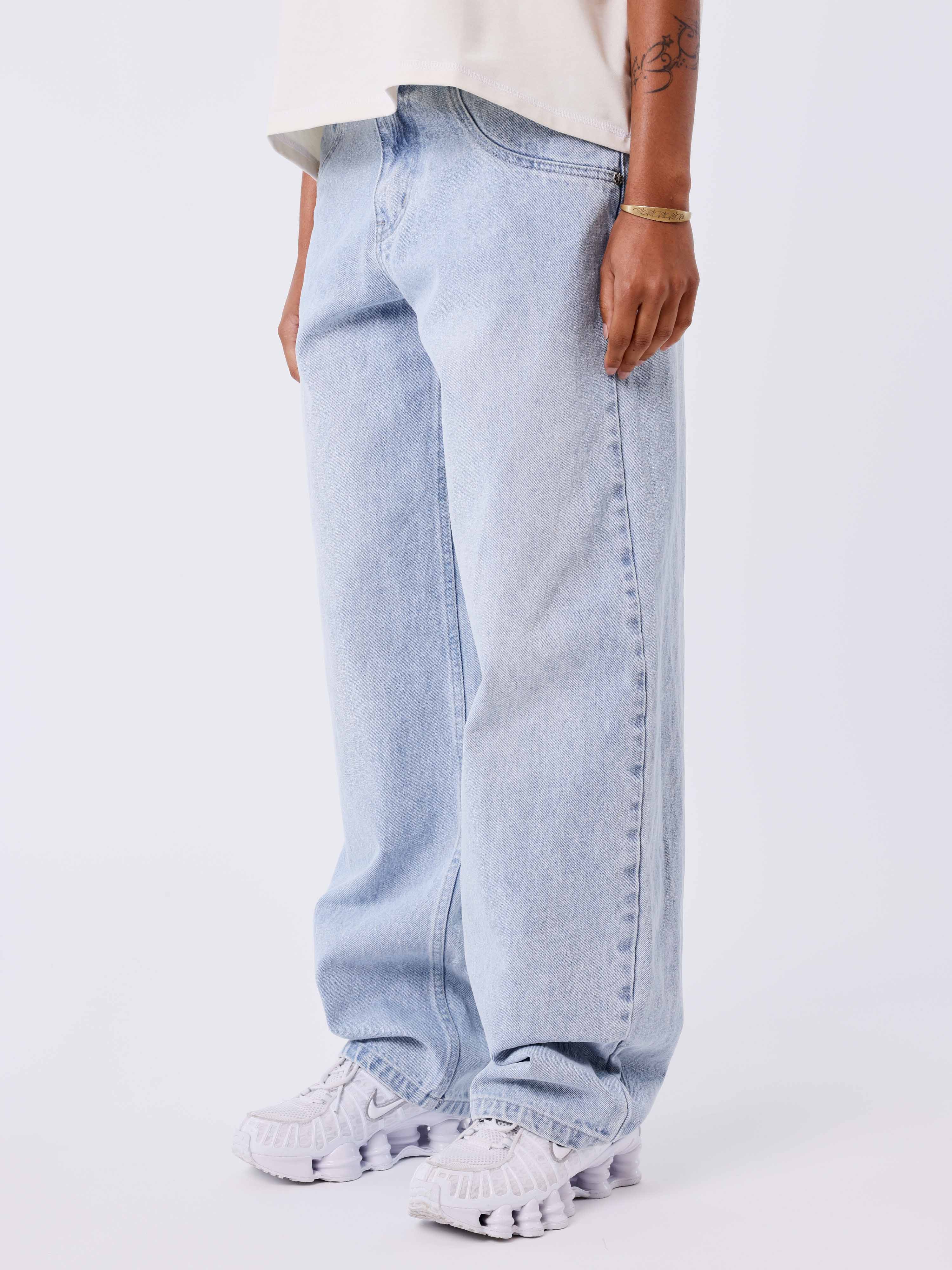 Jeans barrel in denim blu slavato-3