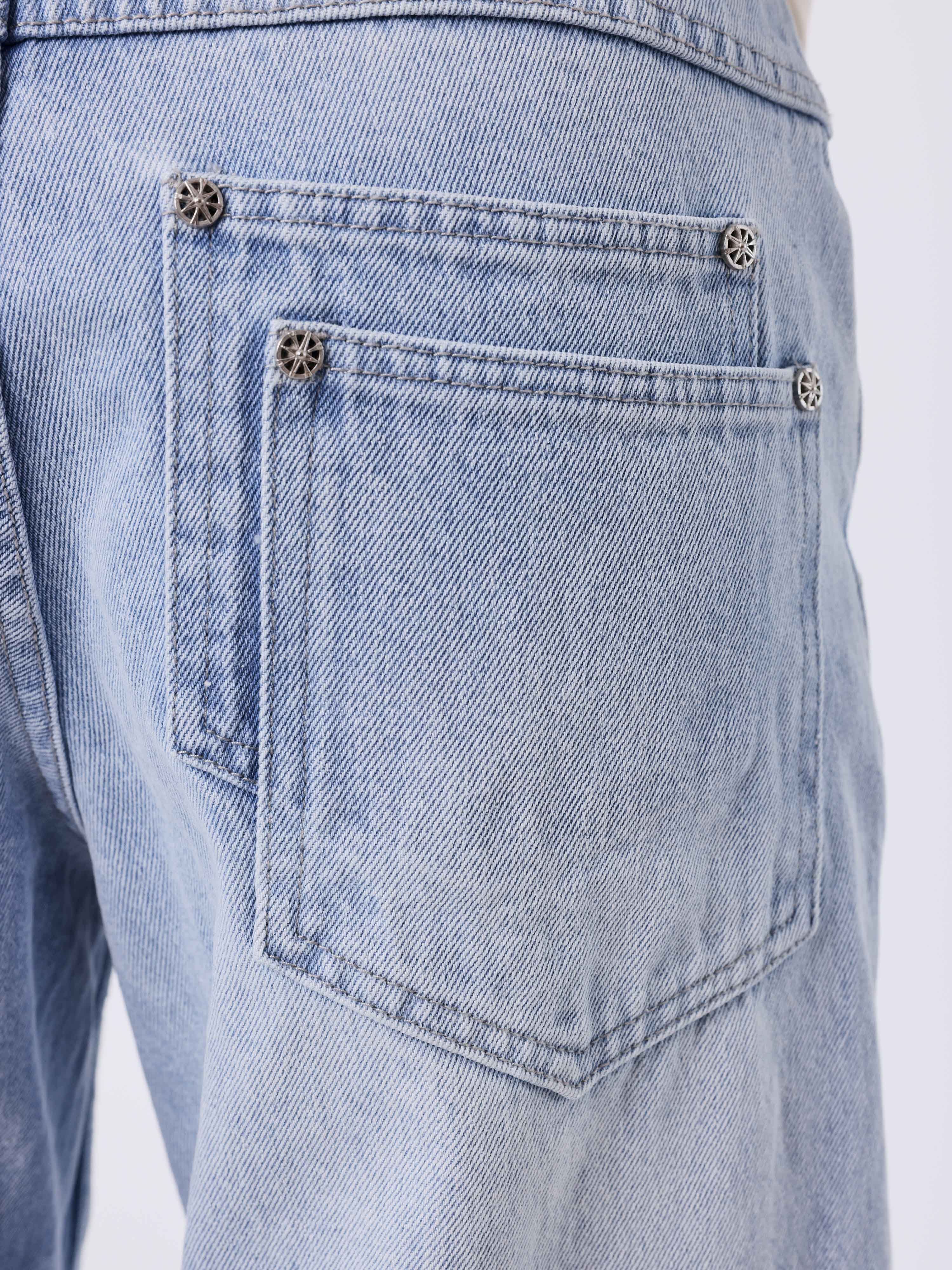 Jeans barrel in denim blu slavato-5