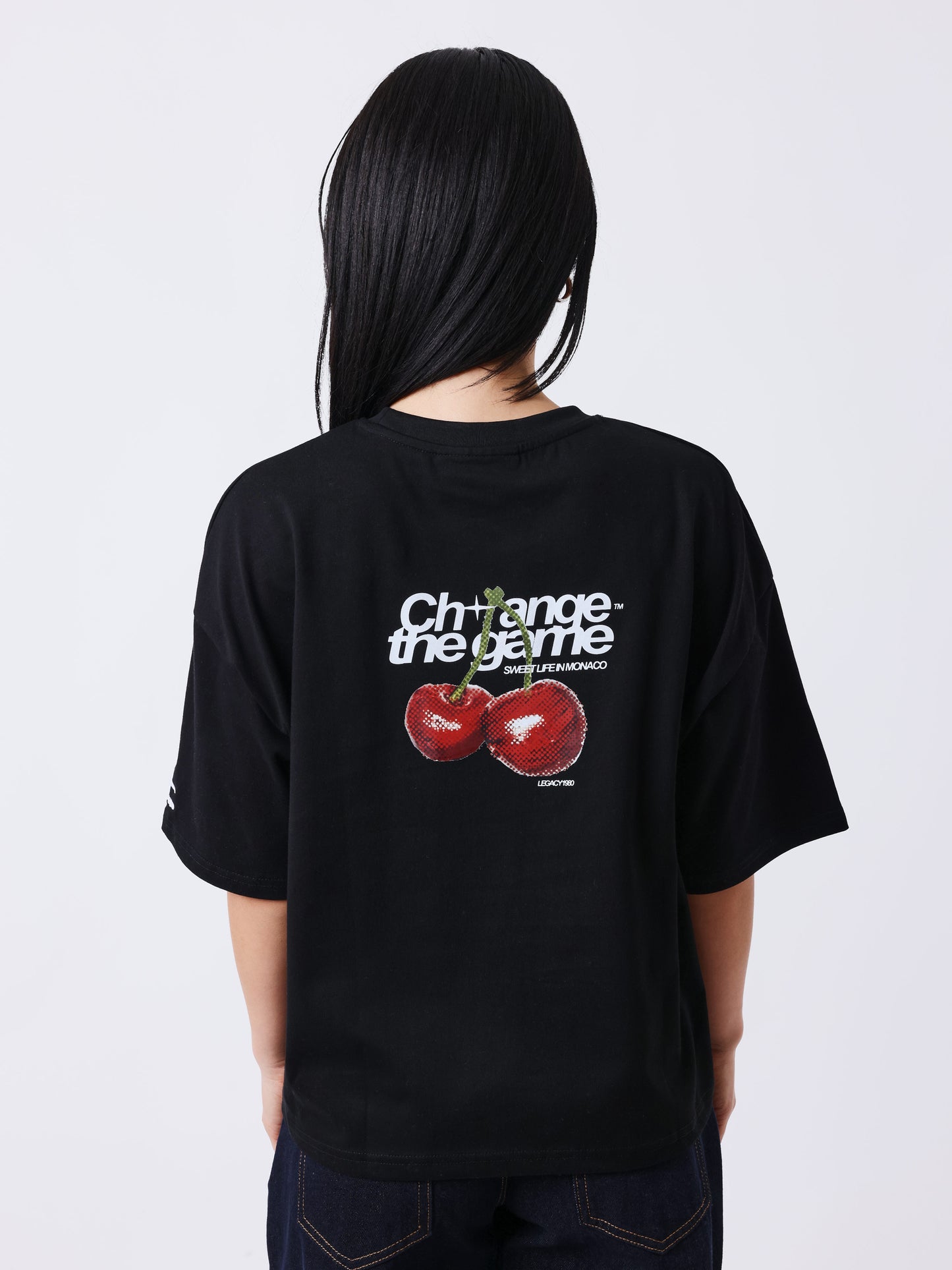 T-Shirt mit Kirschenprint vorne und hinten