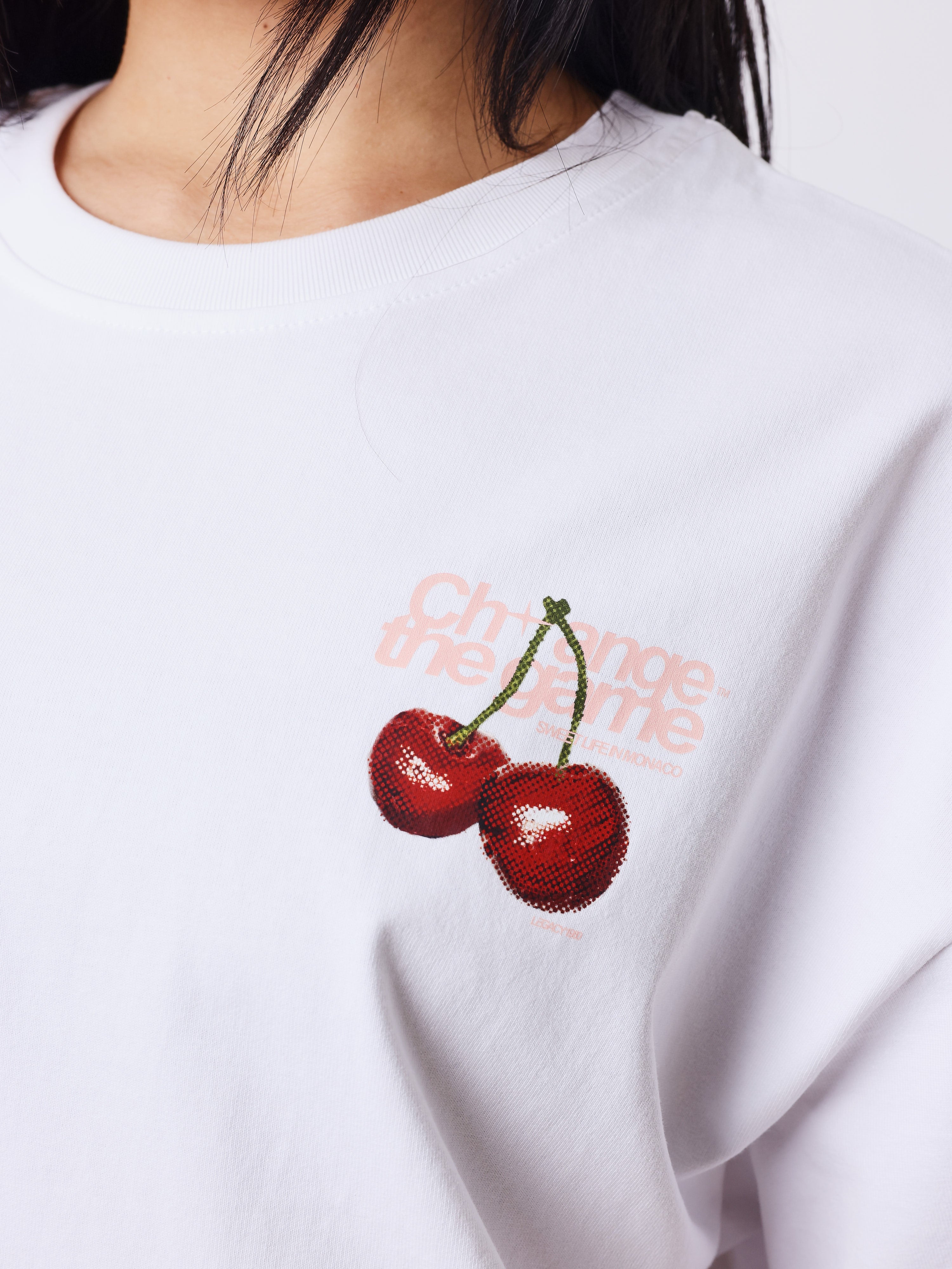 Cherry print T-shirt front and back – PXP