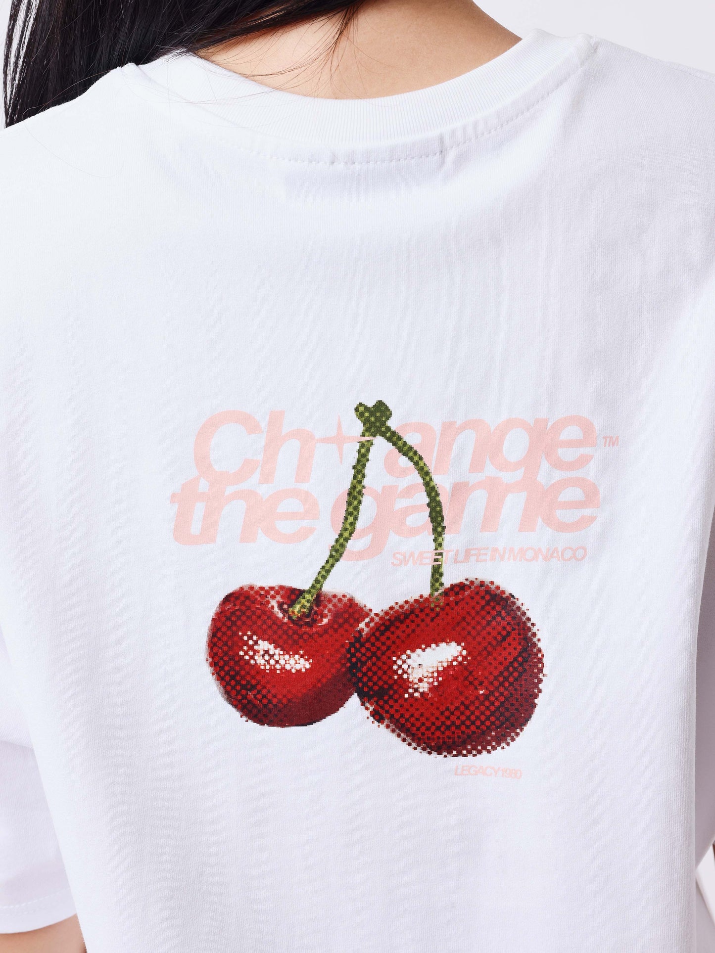 T-Shirt mit Kirschenprint vorne und hinten