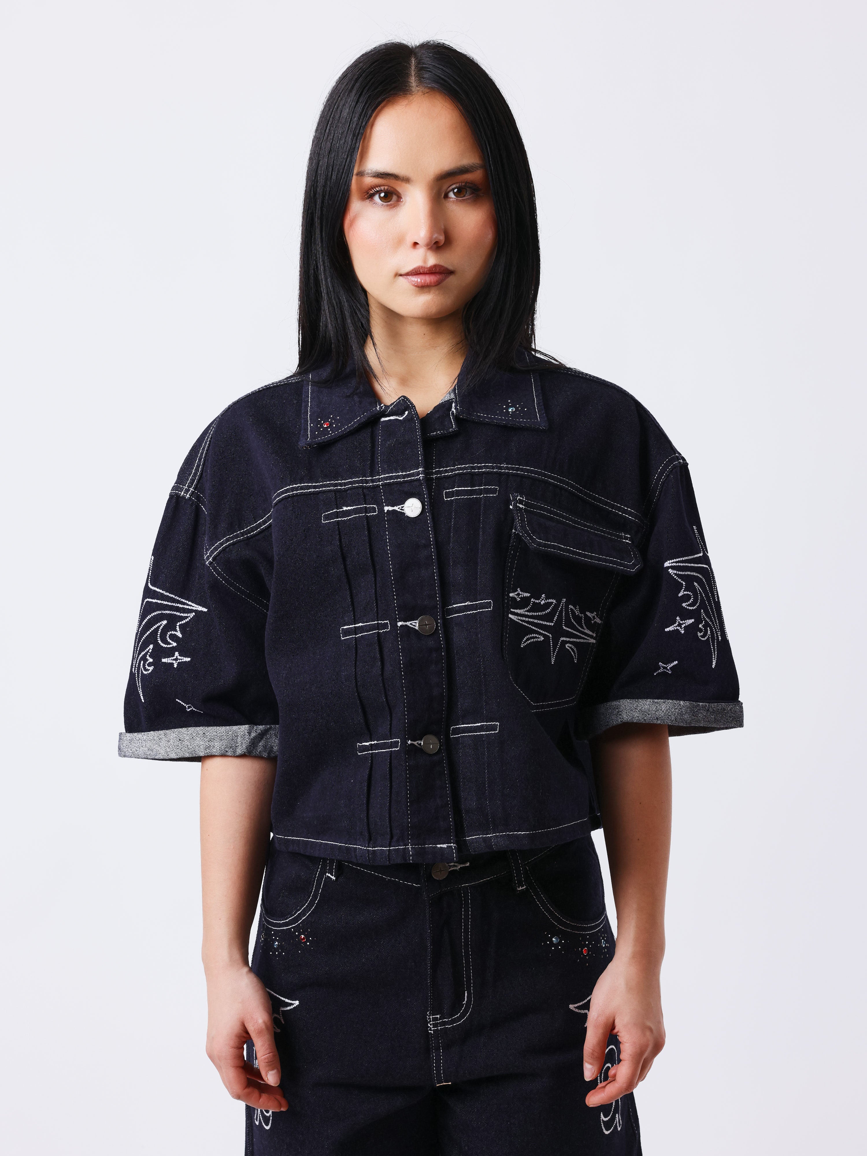Chaqueta corta de denim Cow-1