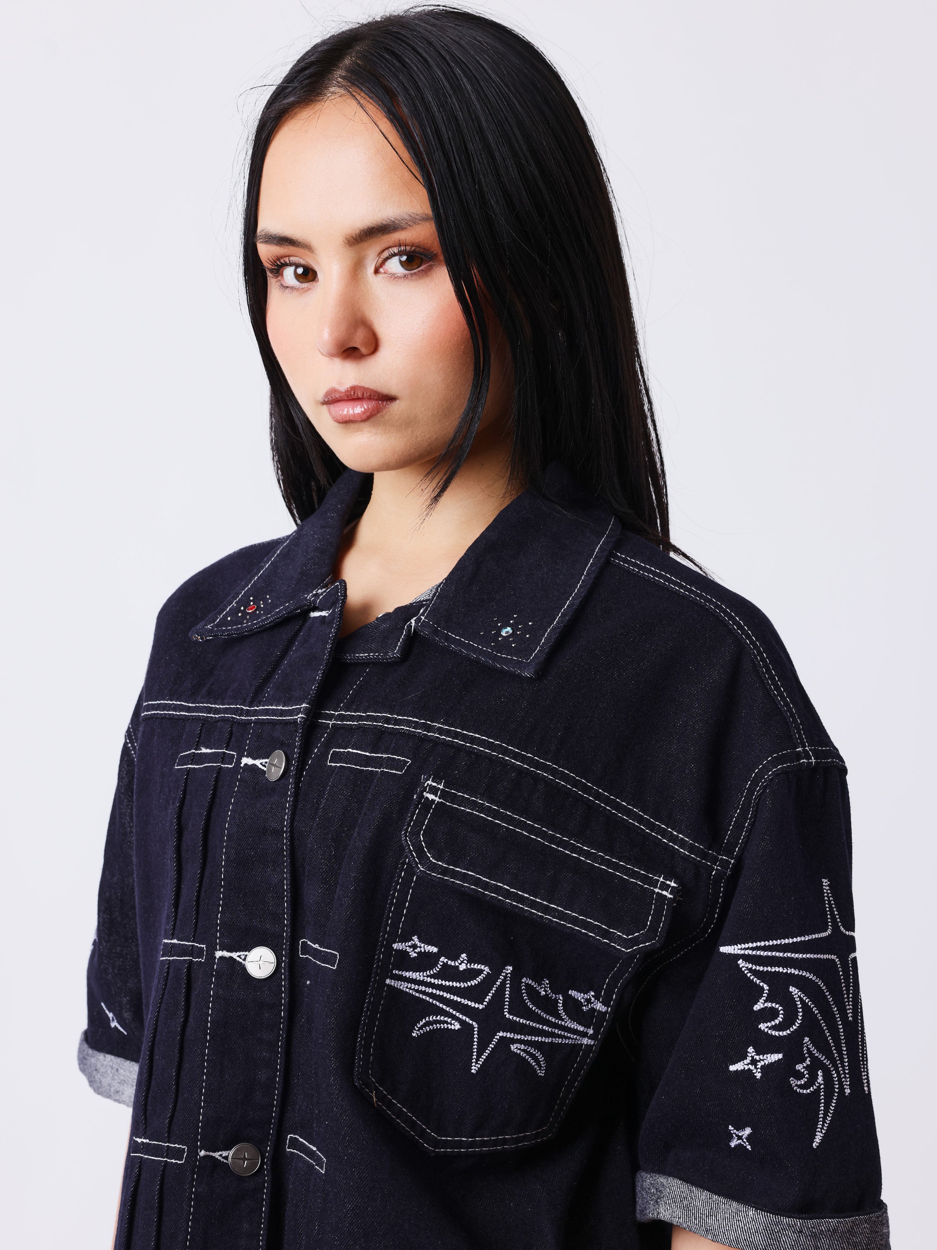 Chaqueta corta de denim Cow-3