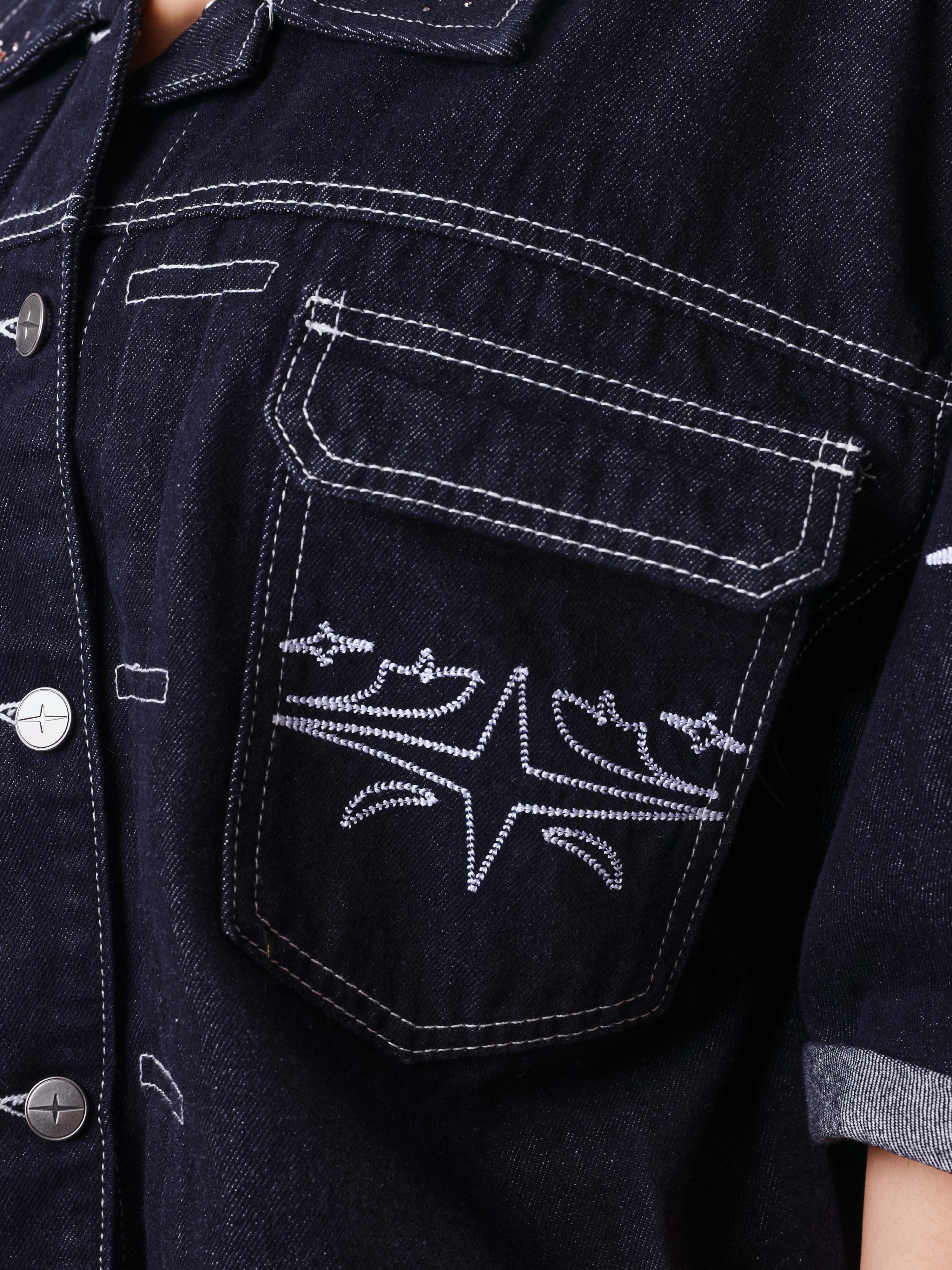 Chaqueta corta de denim Cow-4
