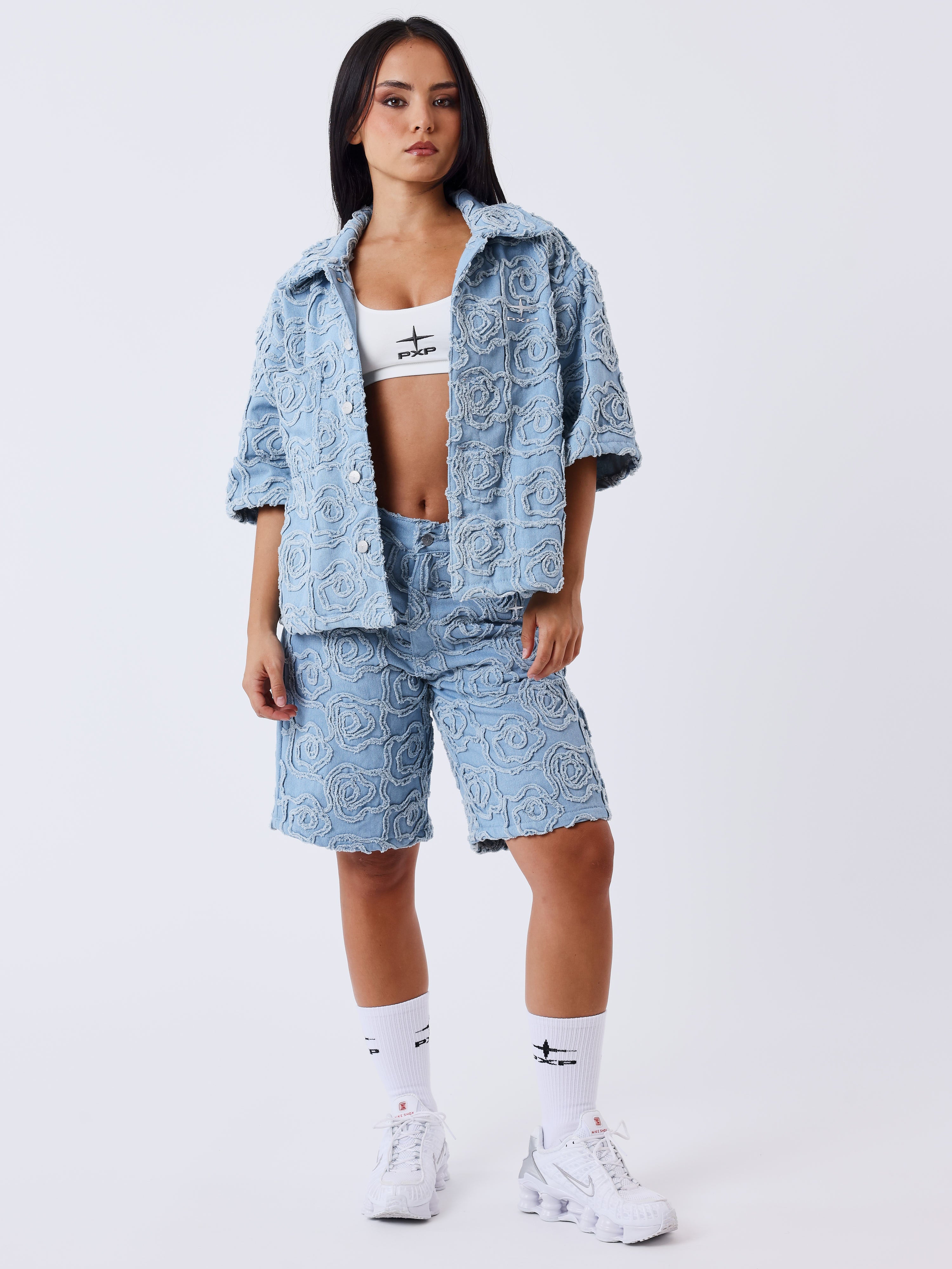 Camicia in denim a maniche corte Cloudy-1