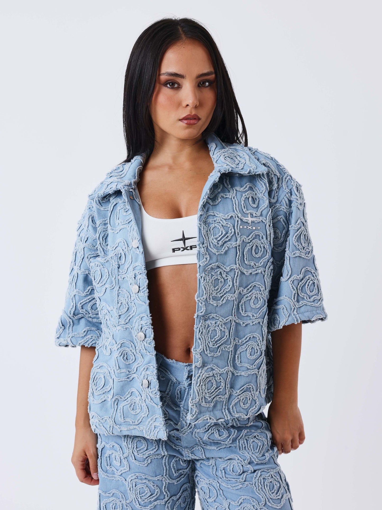 Camicia in denim a maniche corte Cloudy