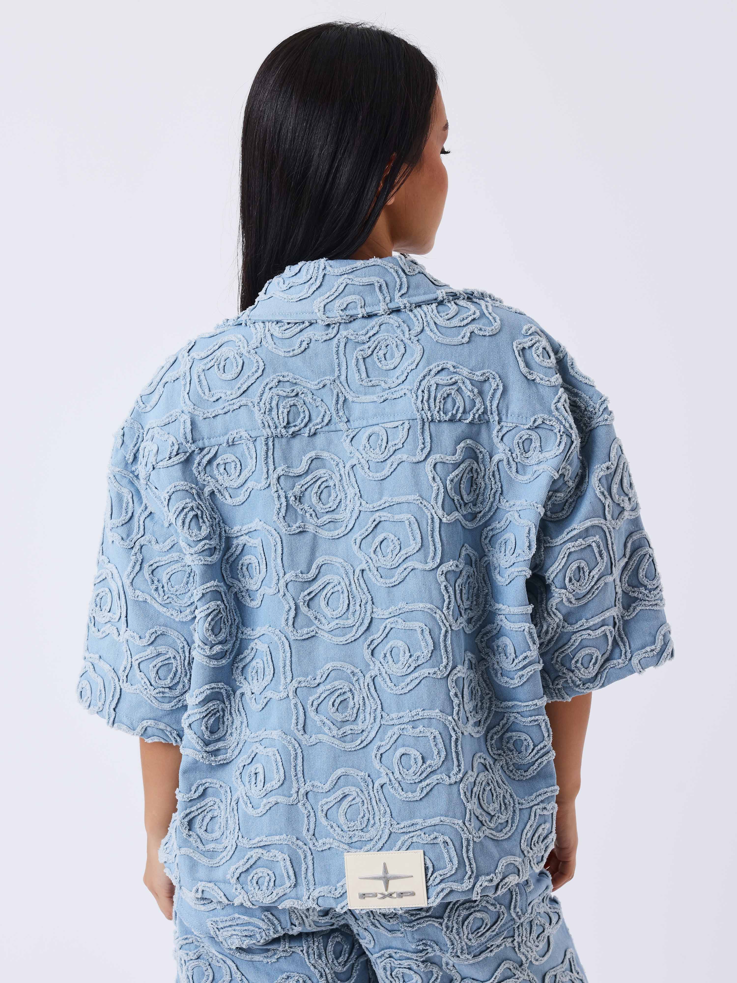Camicia in denim a maniche corte Cloudy-3