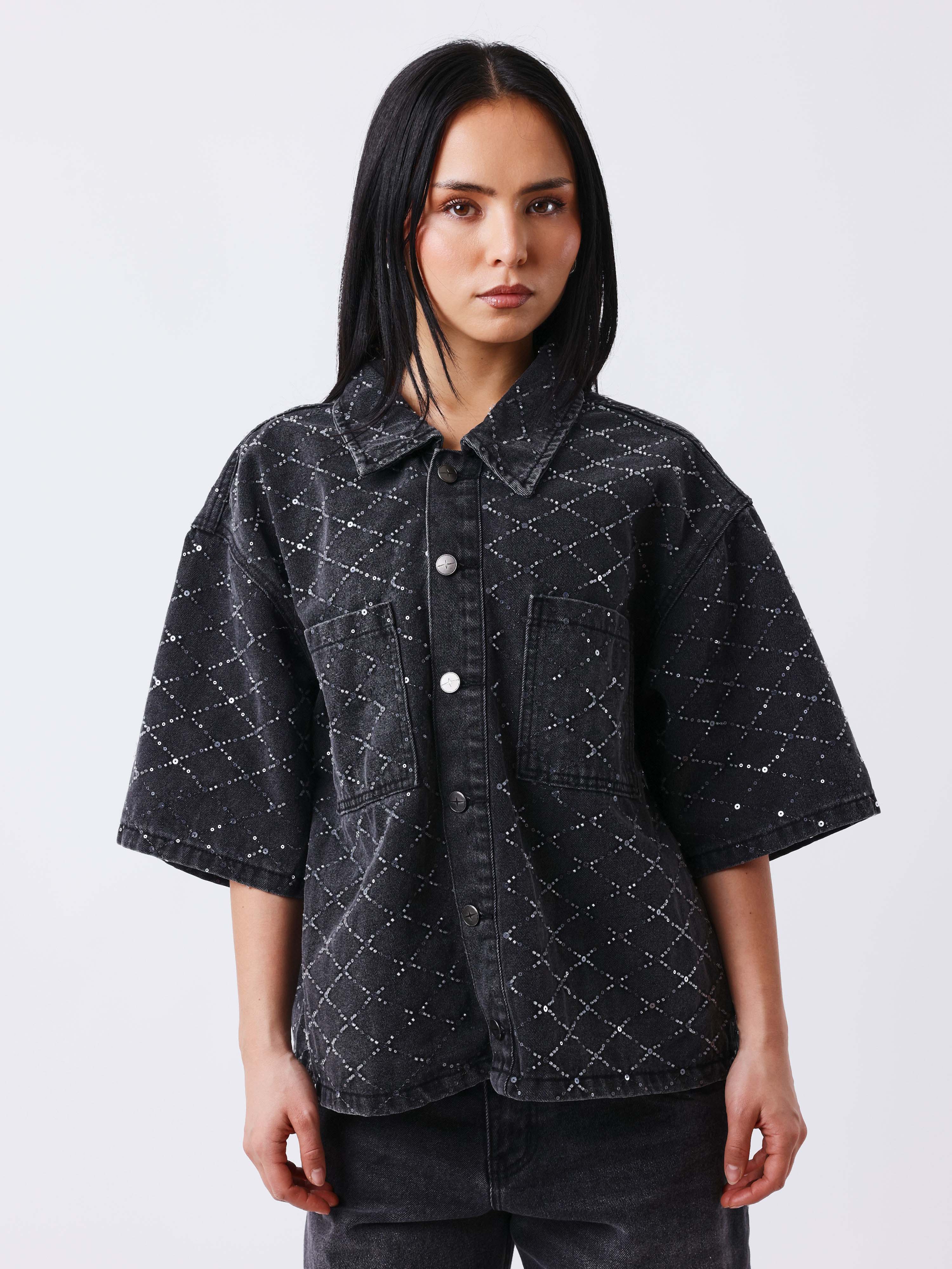Surchemise denim manches courtes Precious-1