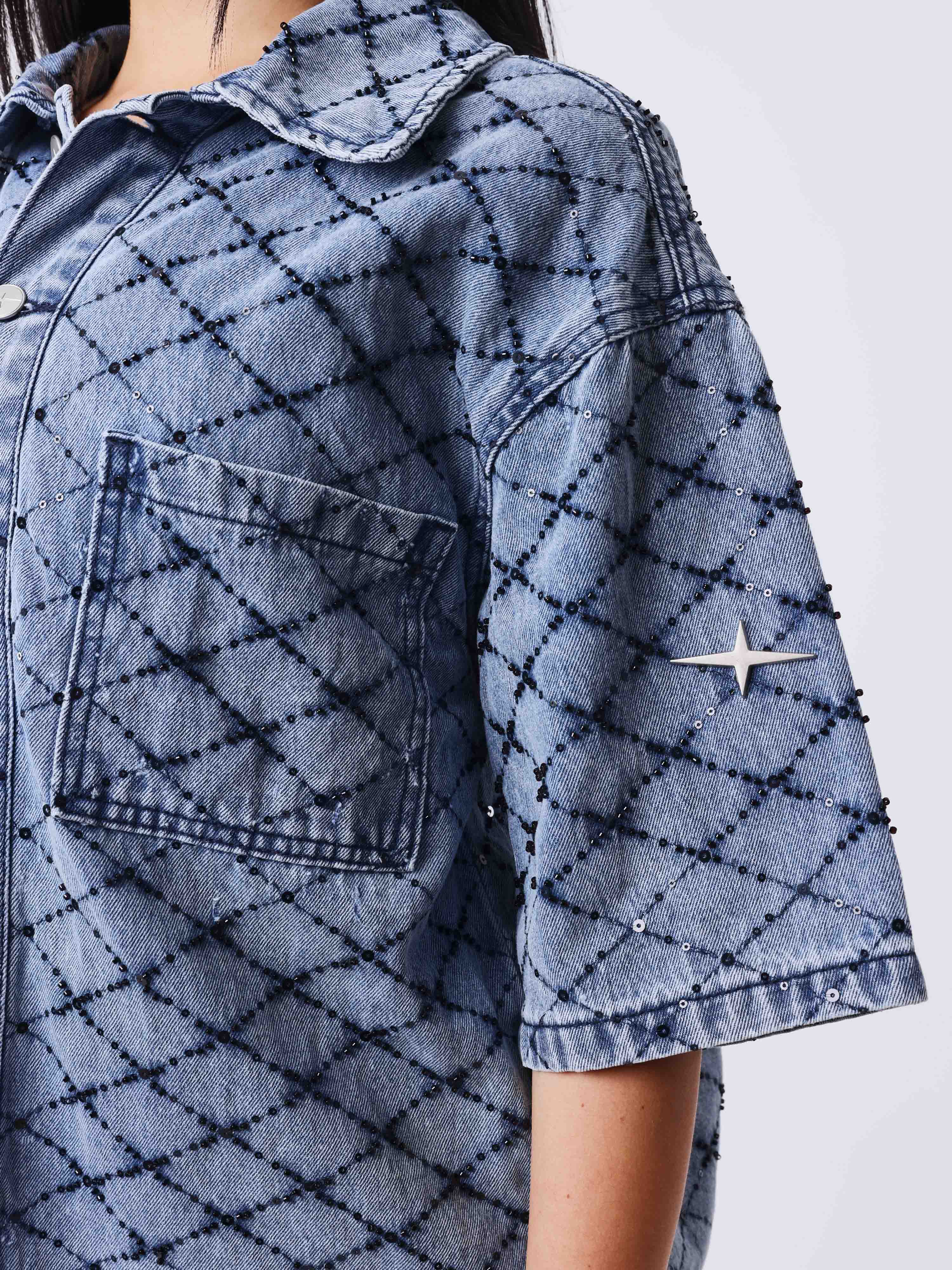 Short sleeve Precious denim overshirt-4