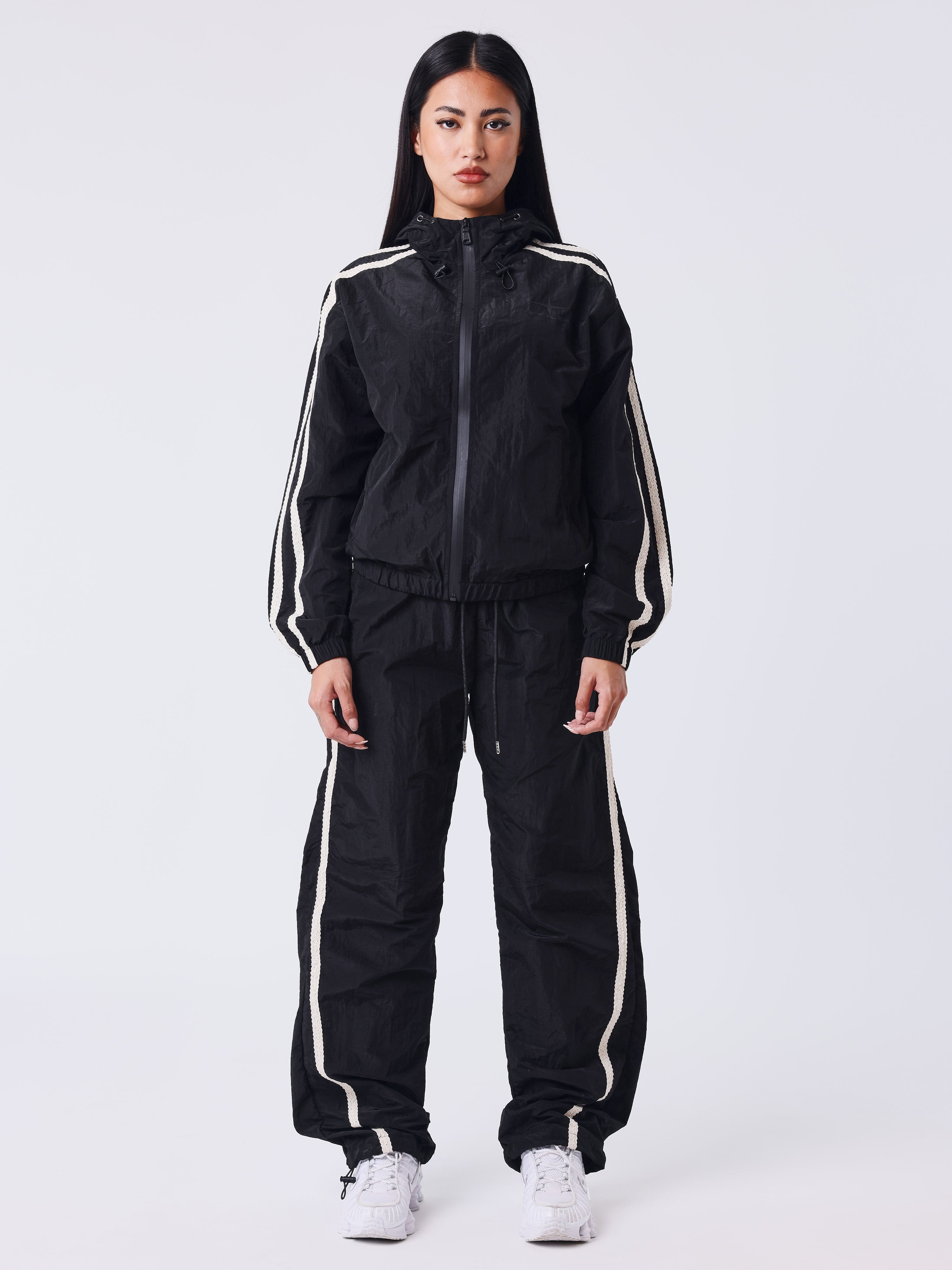 Sportly gehaakte gestreepte jas met rits-5