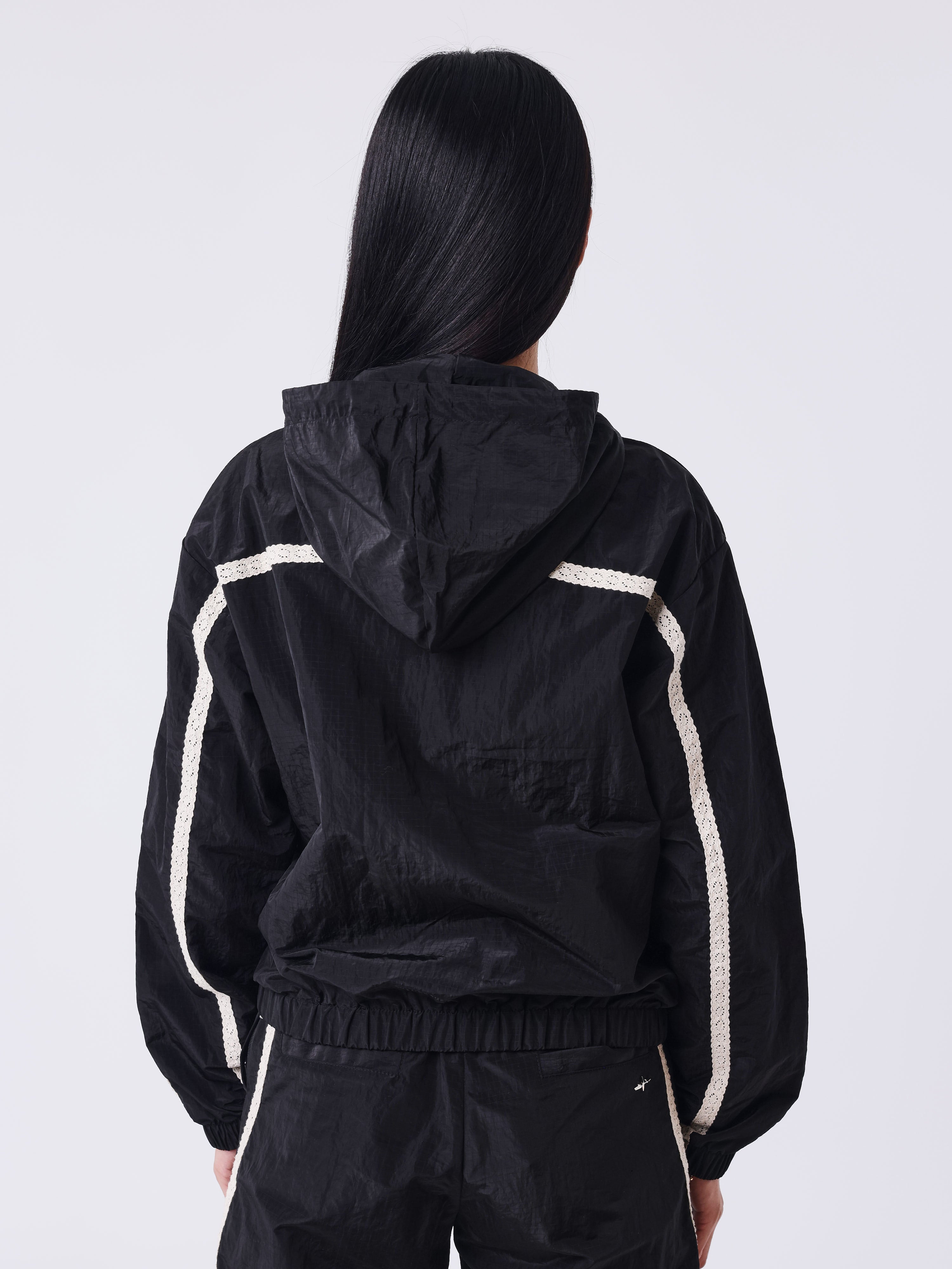 Sportly gehaakte gestreepte jas met rits-2