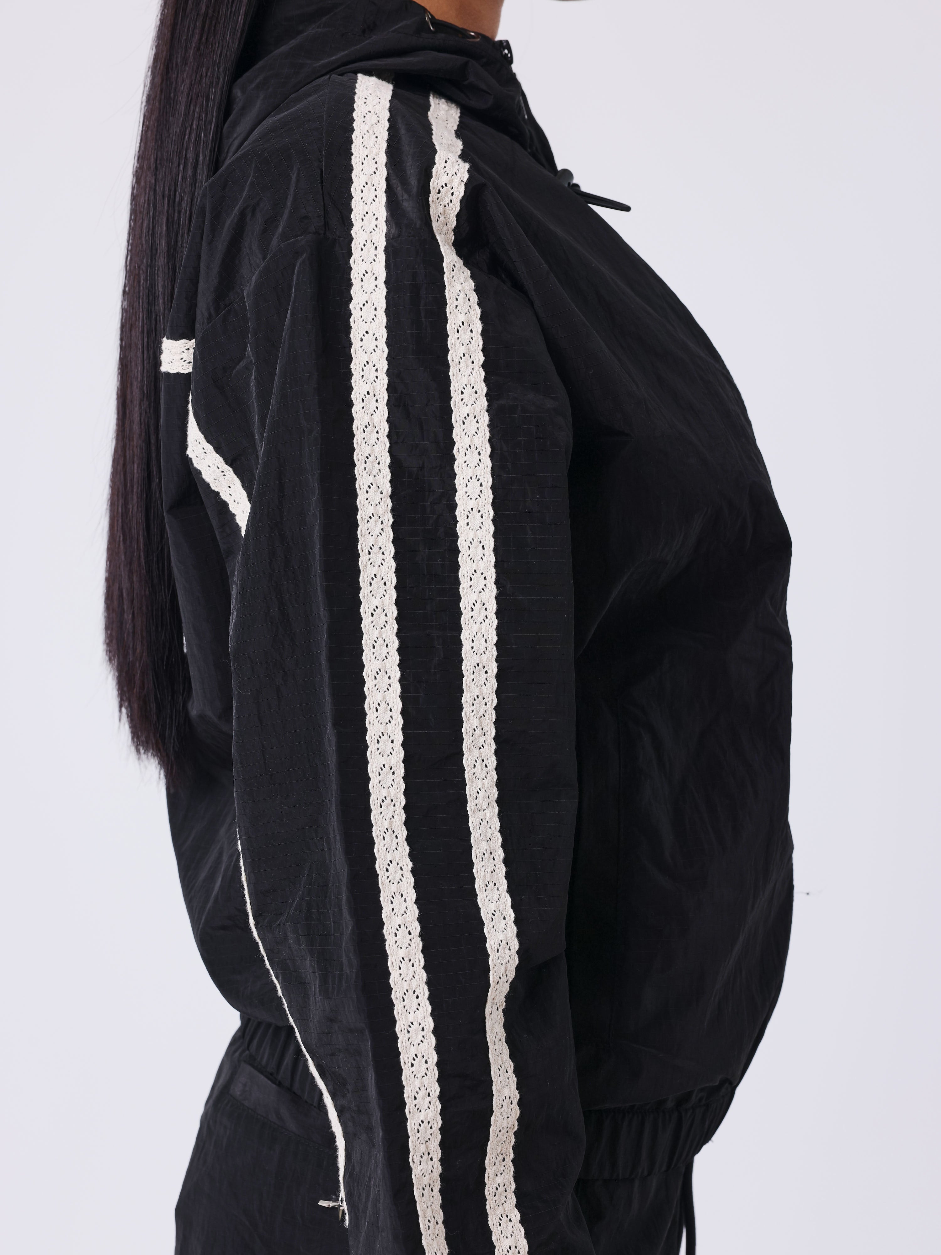 Sportly gehaakte gestreepte jas met rits-4