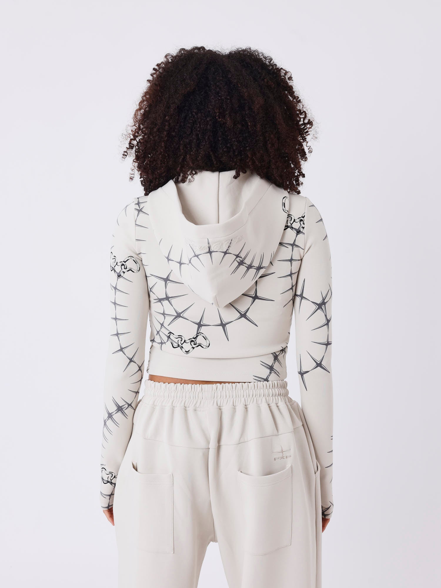 Reißverschluss-Hoodie mit Stacheldraht- und Kettenprint-2