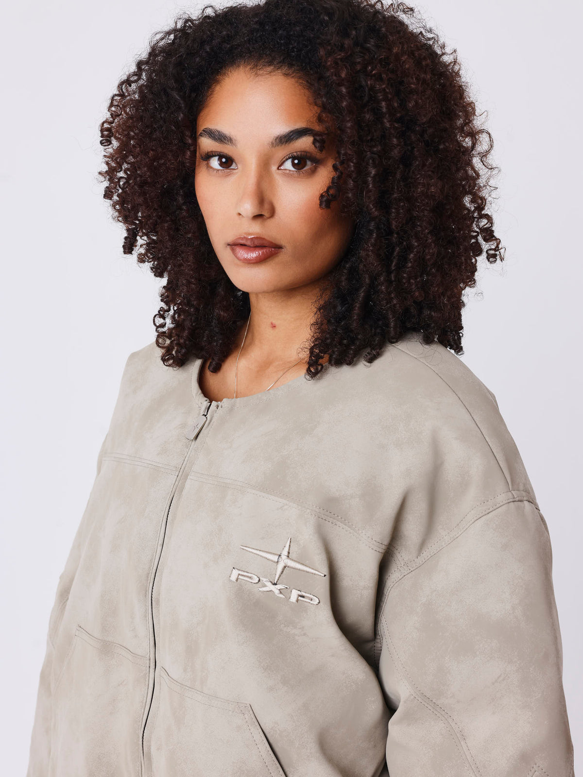 Natural Faux Leather Jacket Beige – 3