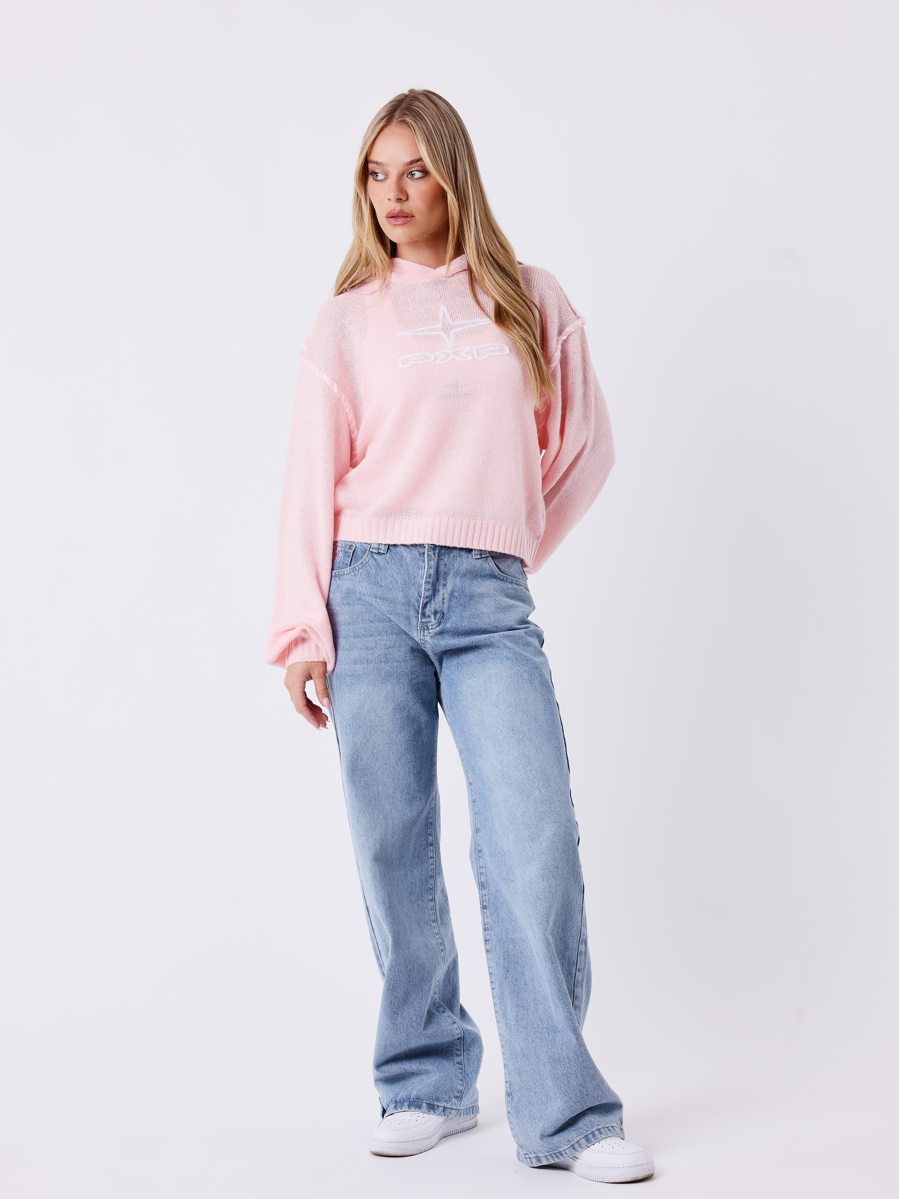 Korte gebreide hoodie-5