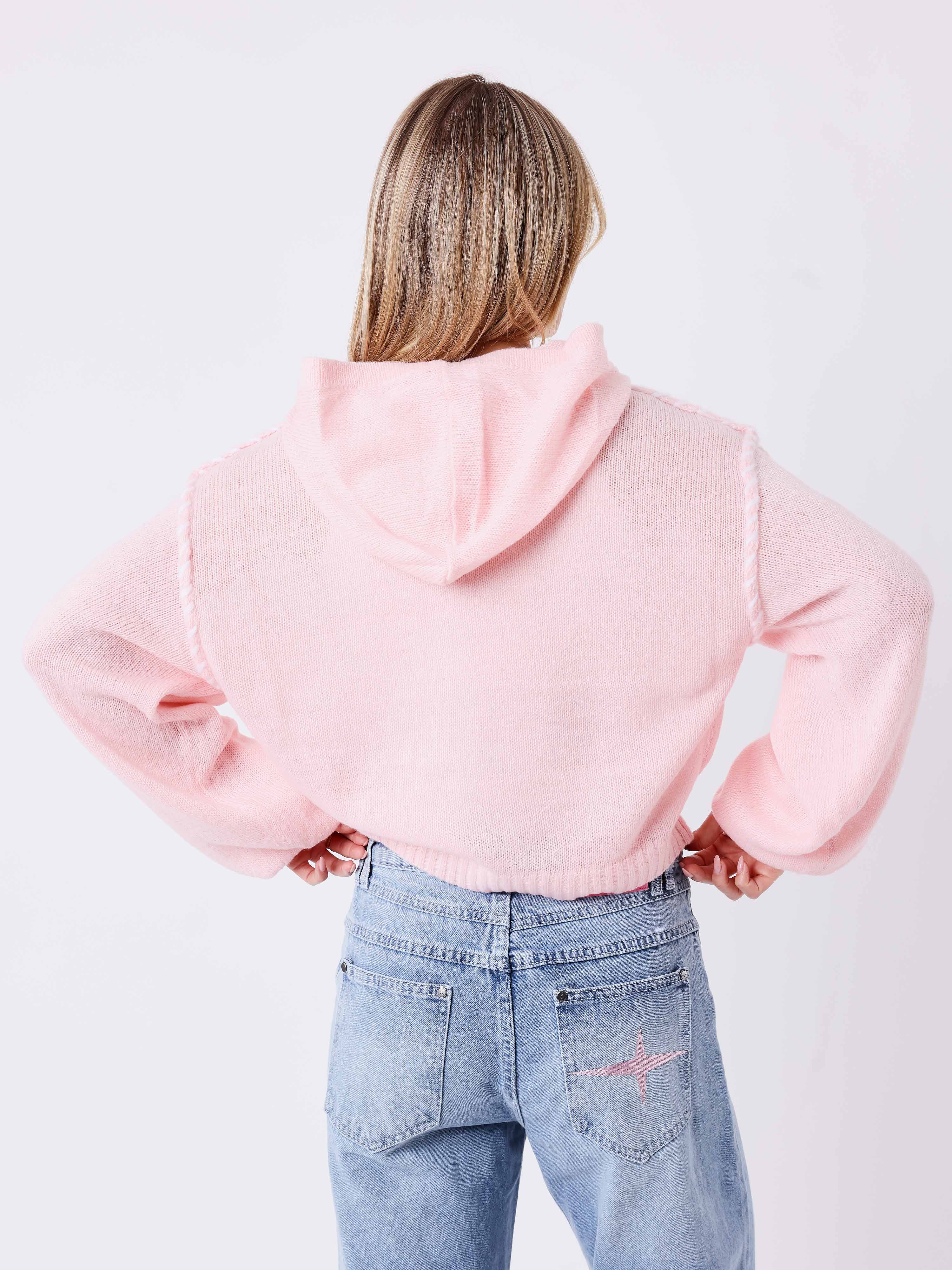 Korte gebreide hoodie-2