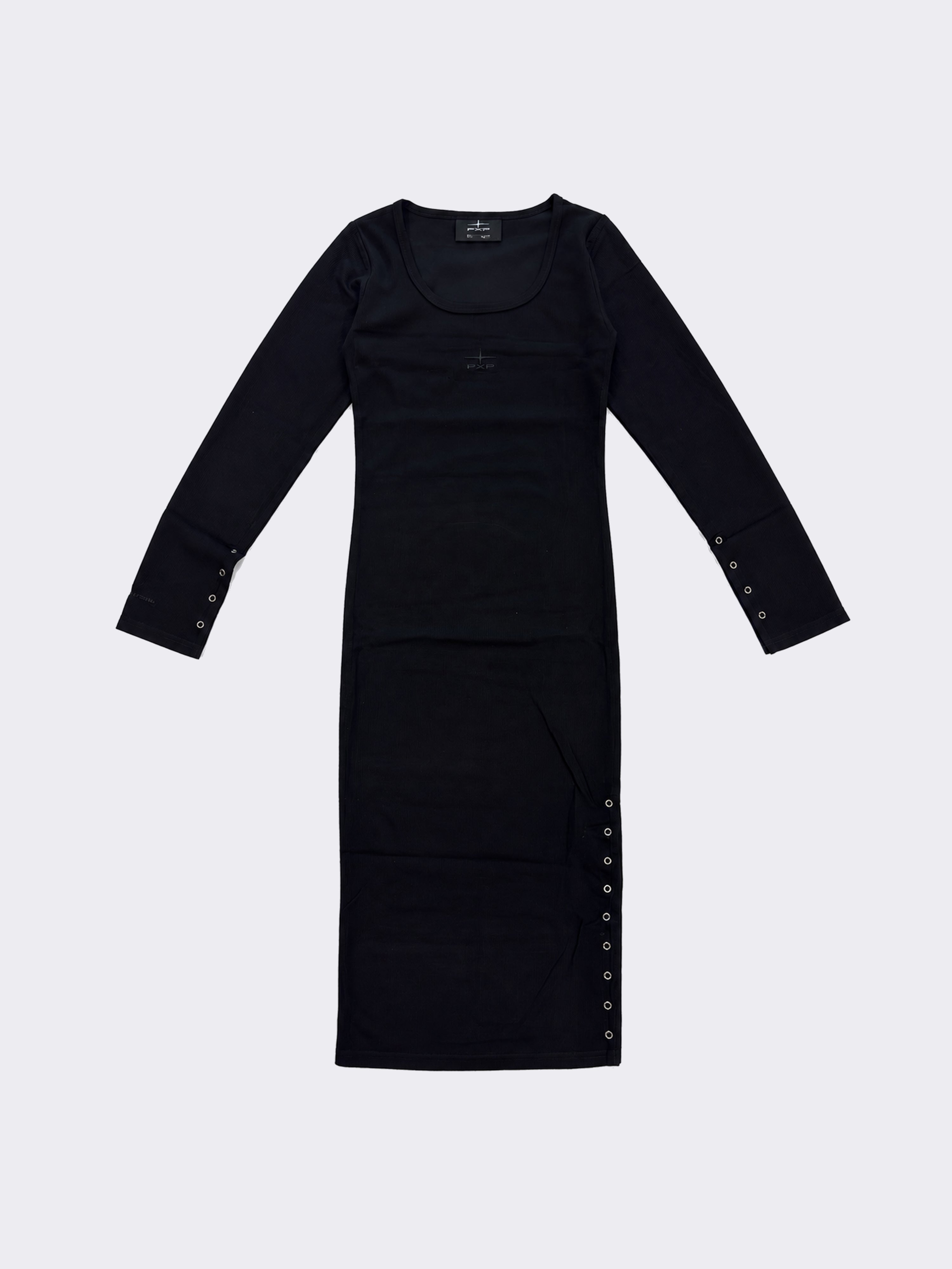 Pitkähihainen pitkä halkiollinen mekko Eyelet-1