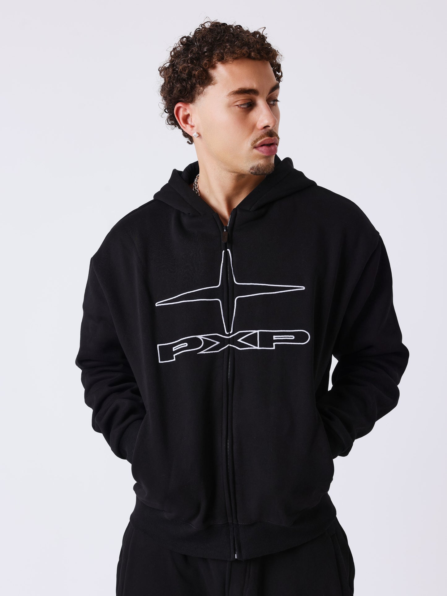 Felpa con cappuccio con zip Polaris a contrasto