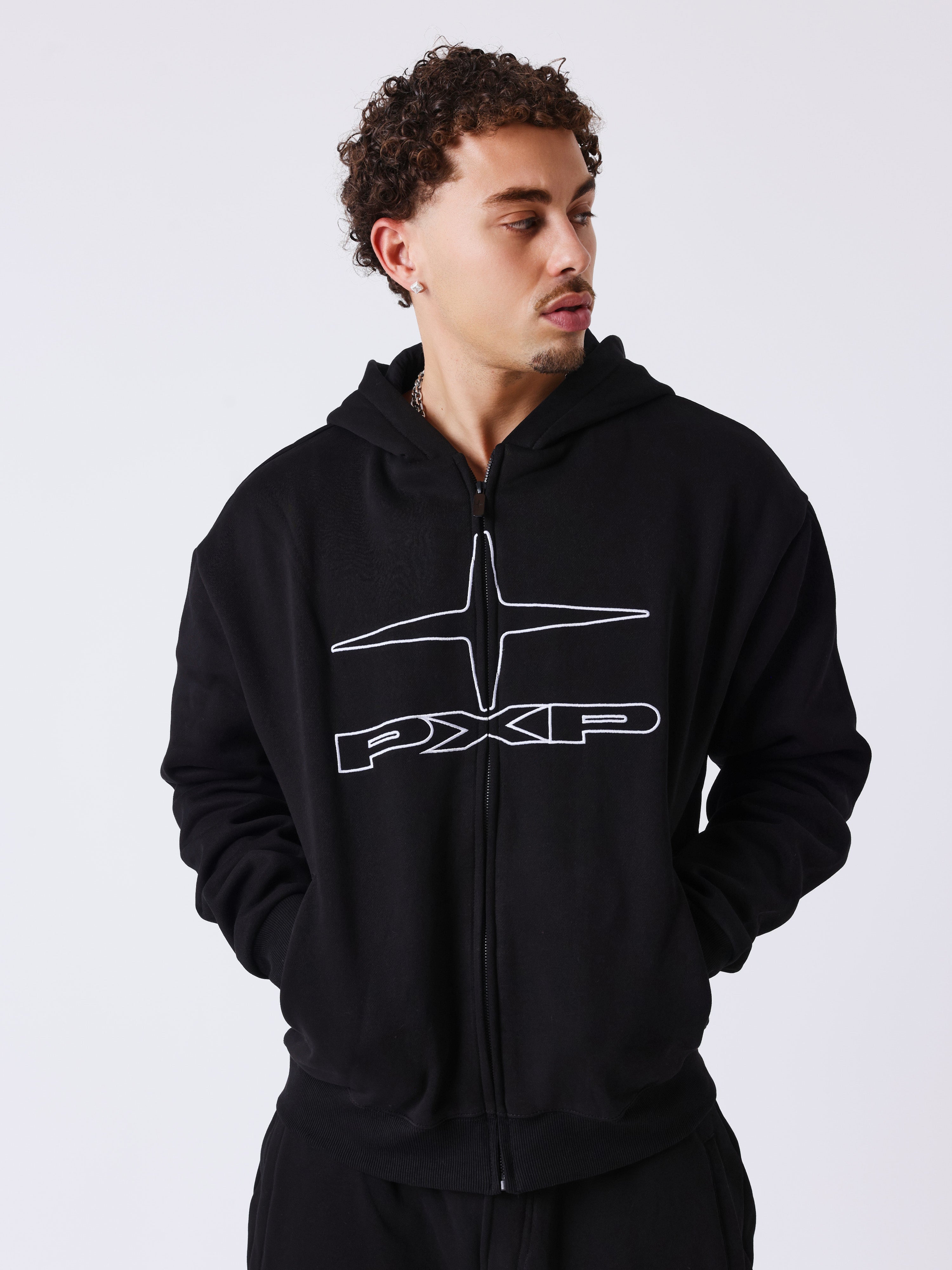 Felpa con cappuccio con zip Polaris a contrasto-1