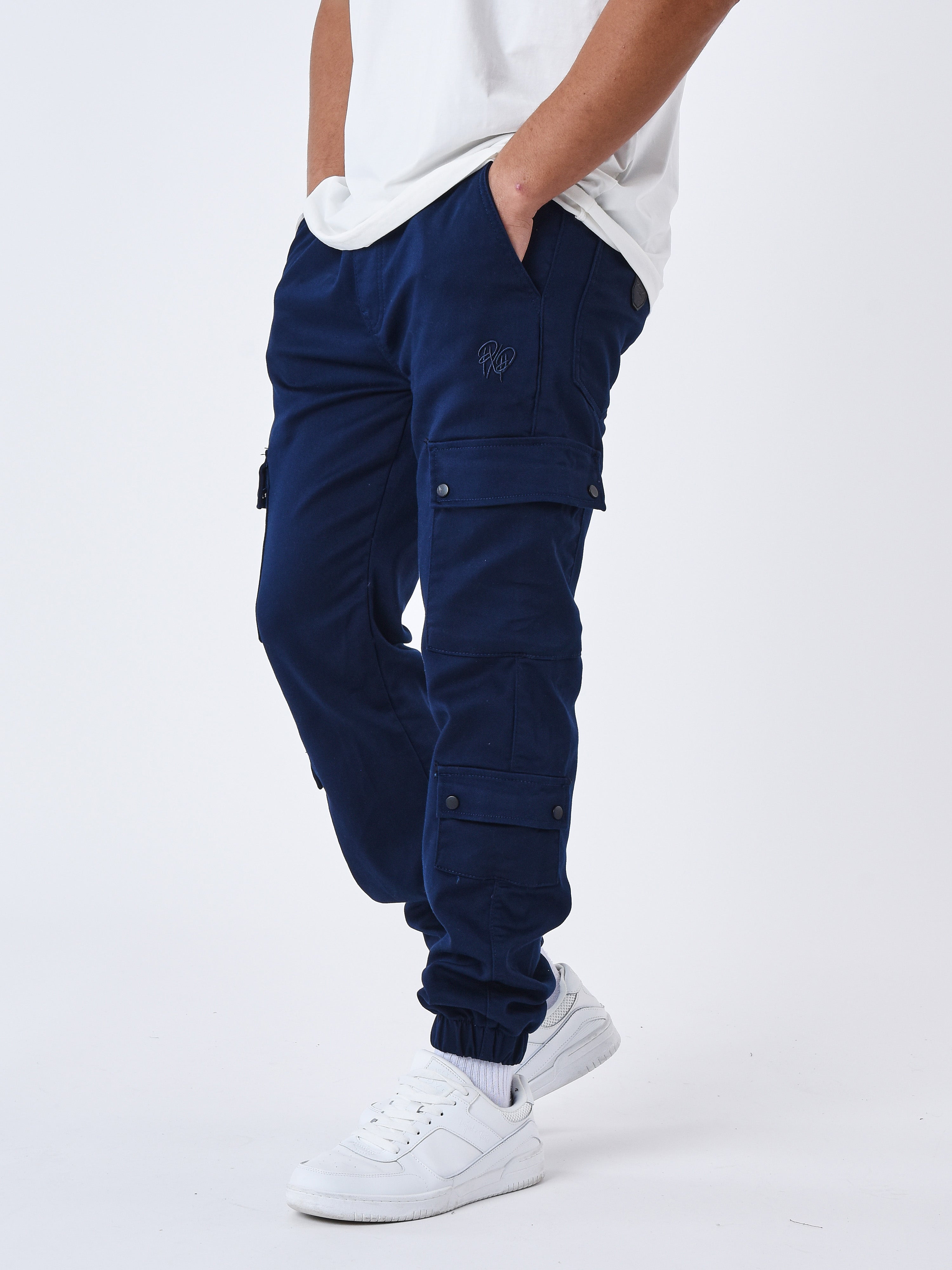 Pantalón cargo multi-bolsillos con ajuste elástico-3
