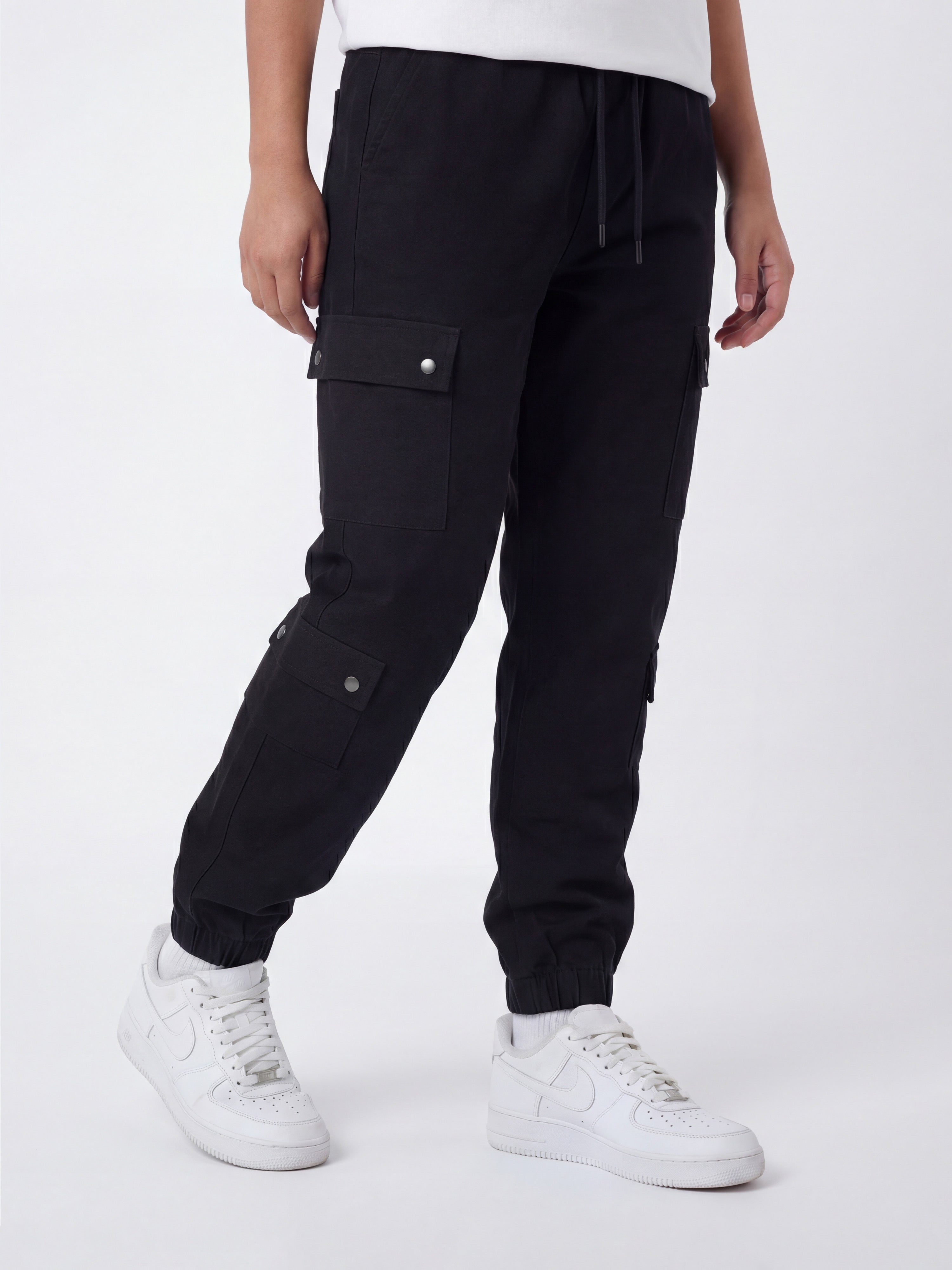 Pantalón cargo multi-bolsillos con ajuste elástico-5