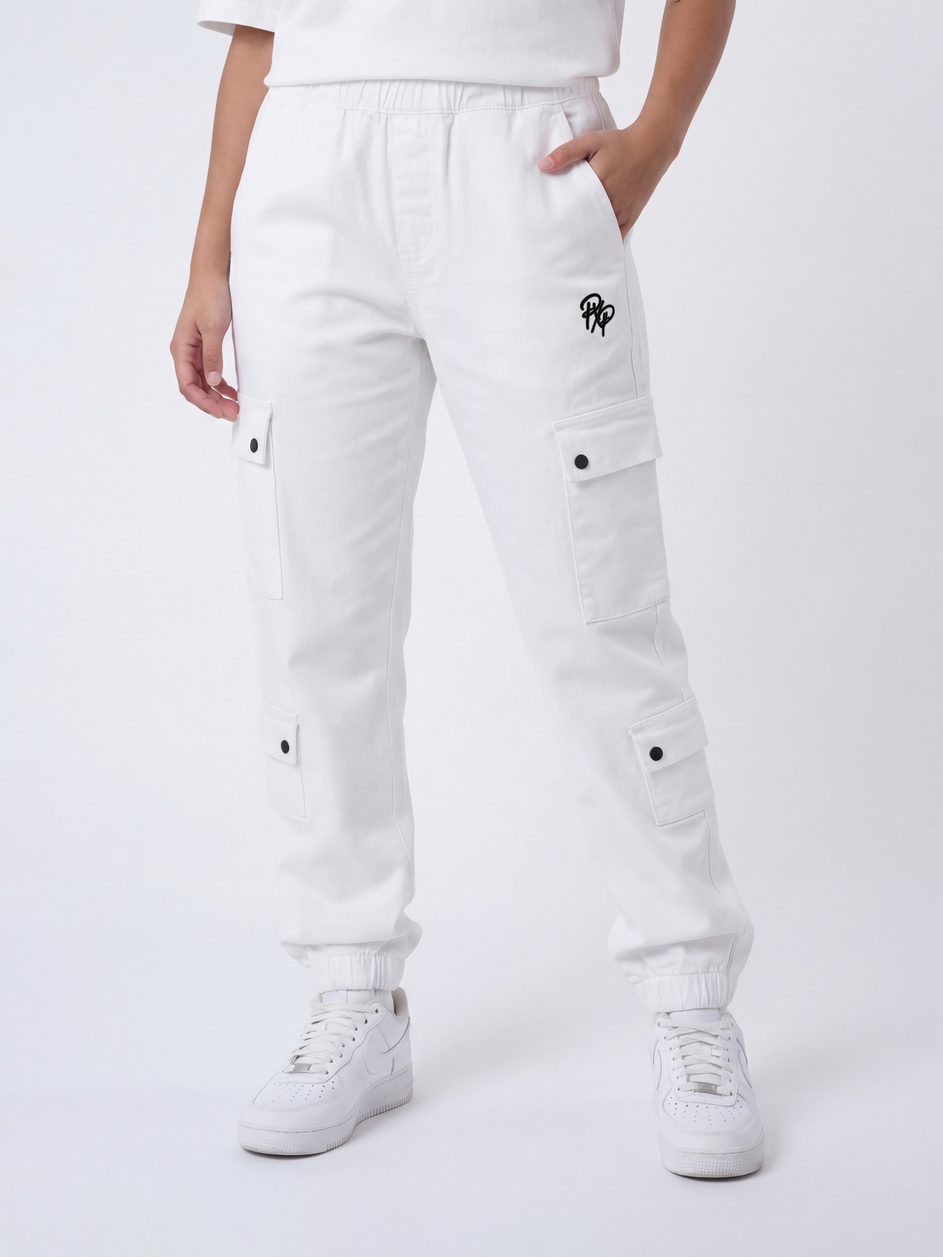 Cargo multi-bolsillos con ajuste elástico-7