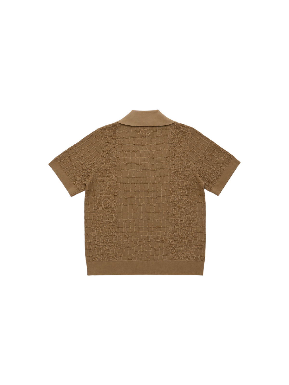 Textured knit polo with checkered pattern Brown – 7