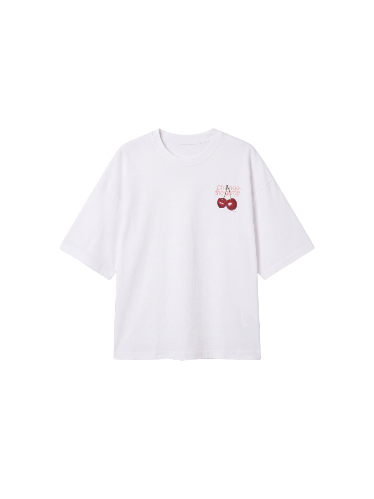 T-shirt met kersenprint voor en achter Wit – 8