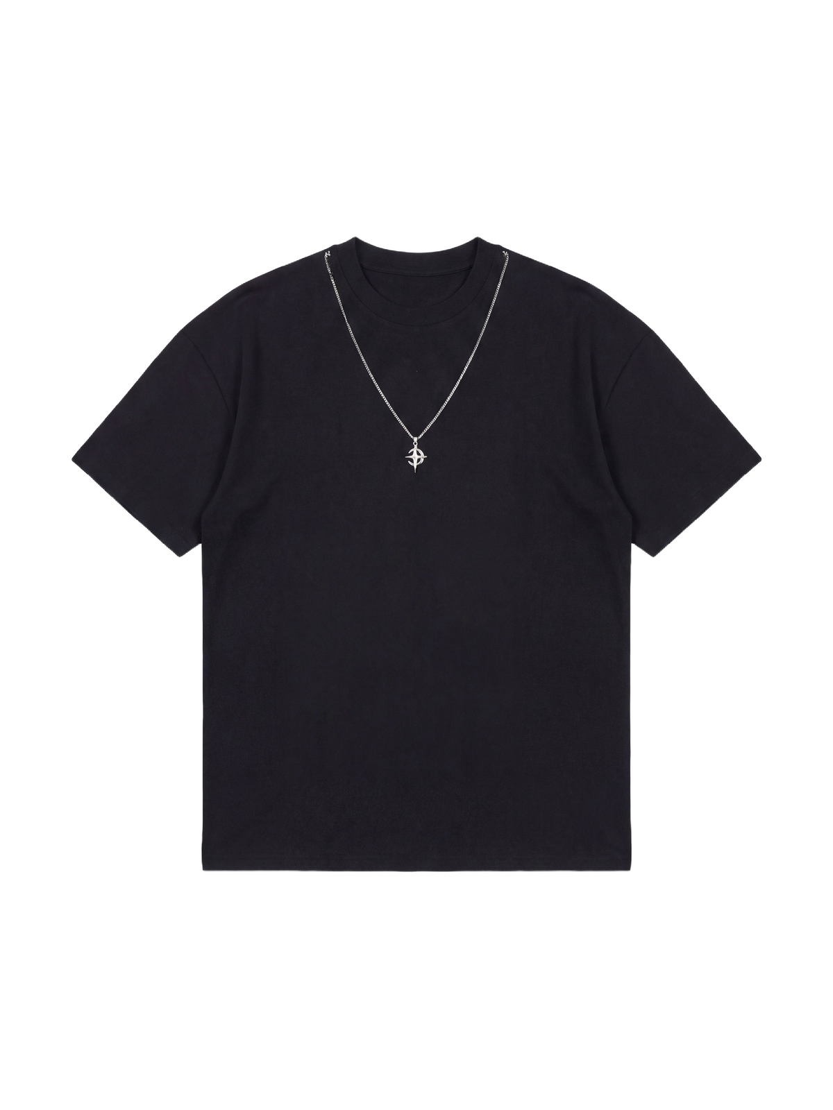 T-Shirt mit Halsketten-Effekt Schwarz – 4