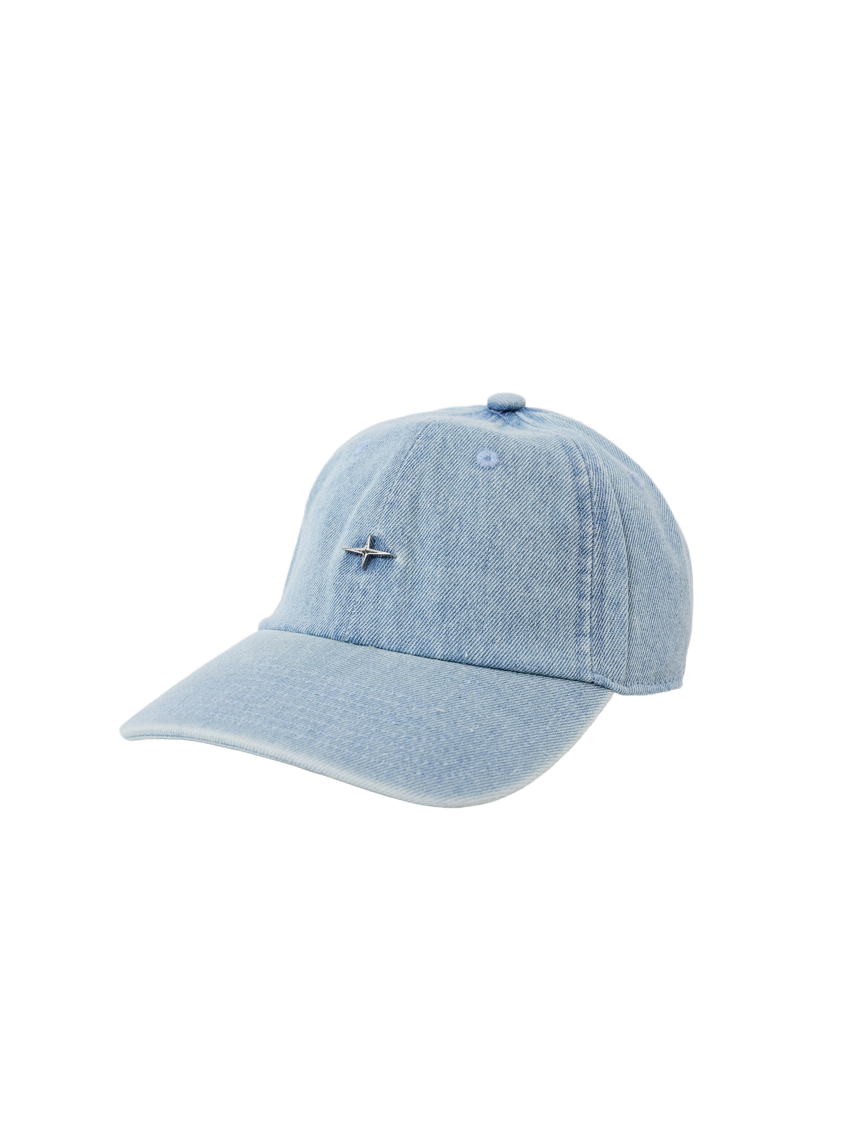 Blauwe denim pet met verweerd effect-1