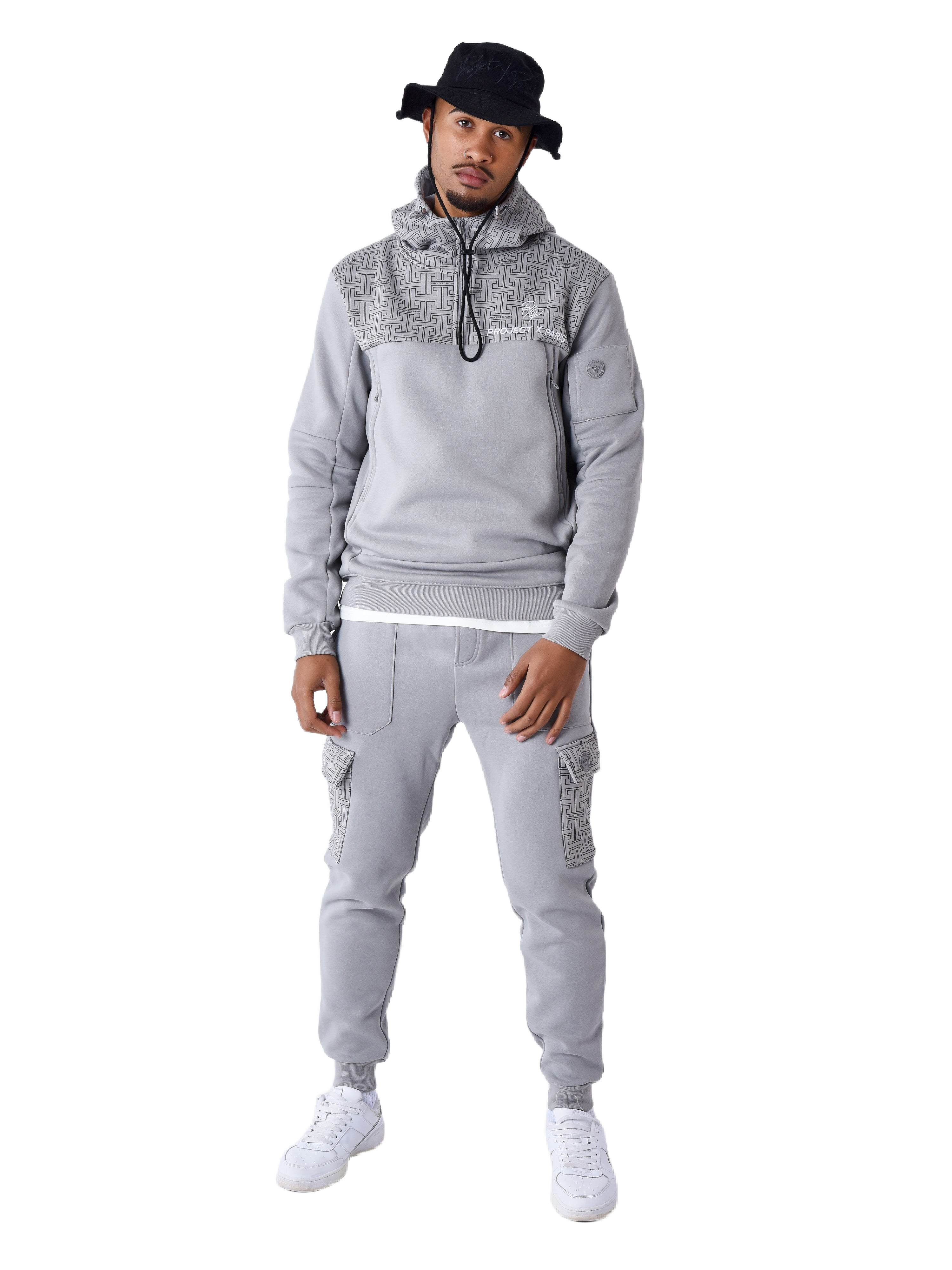 Monogramm-Print Kapuzenpullover-4