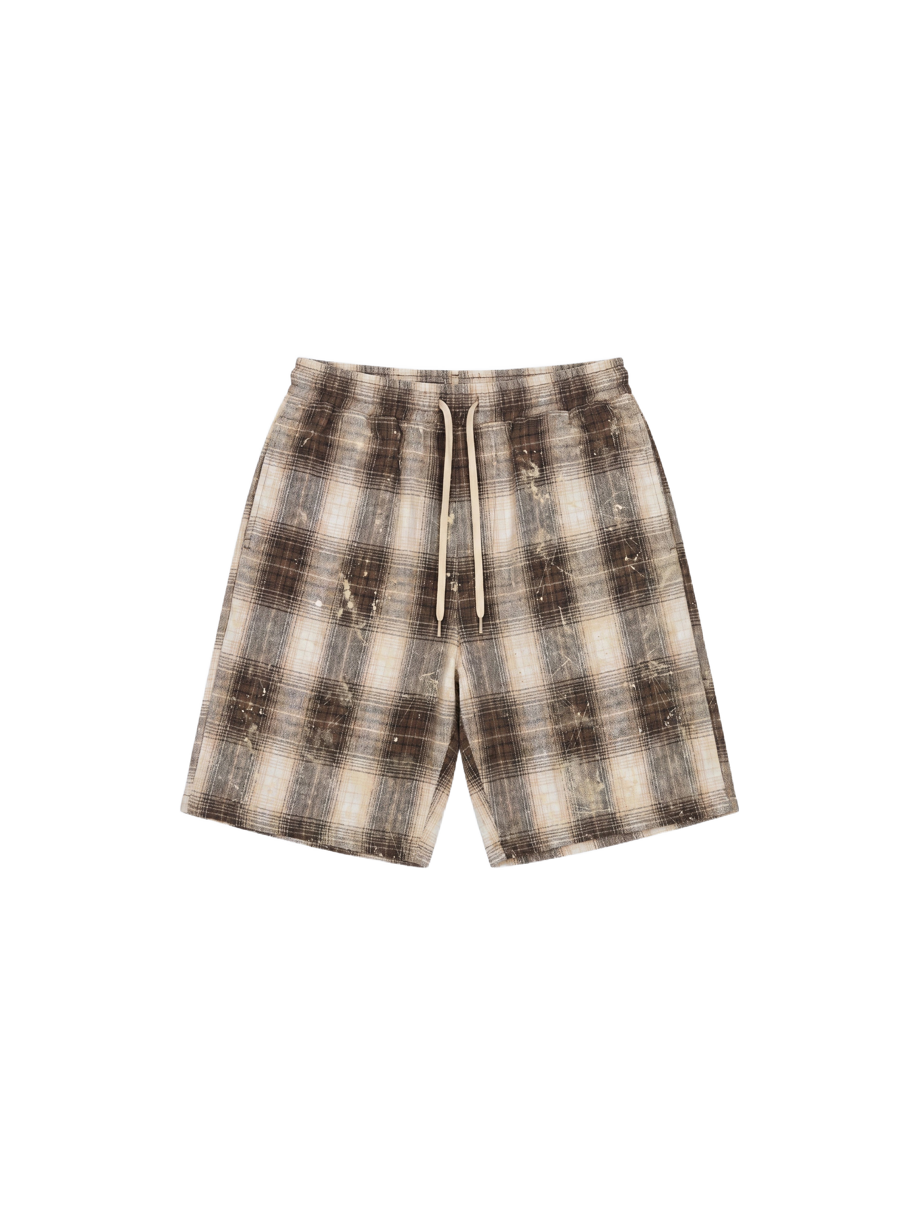 Herreshorts med ternet mønster og elastik i taljen-5