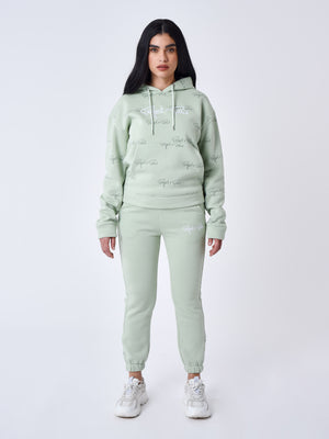bas-de-jogging-a-bandes-all-over-signature-vert-d-eau-modelshot