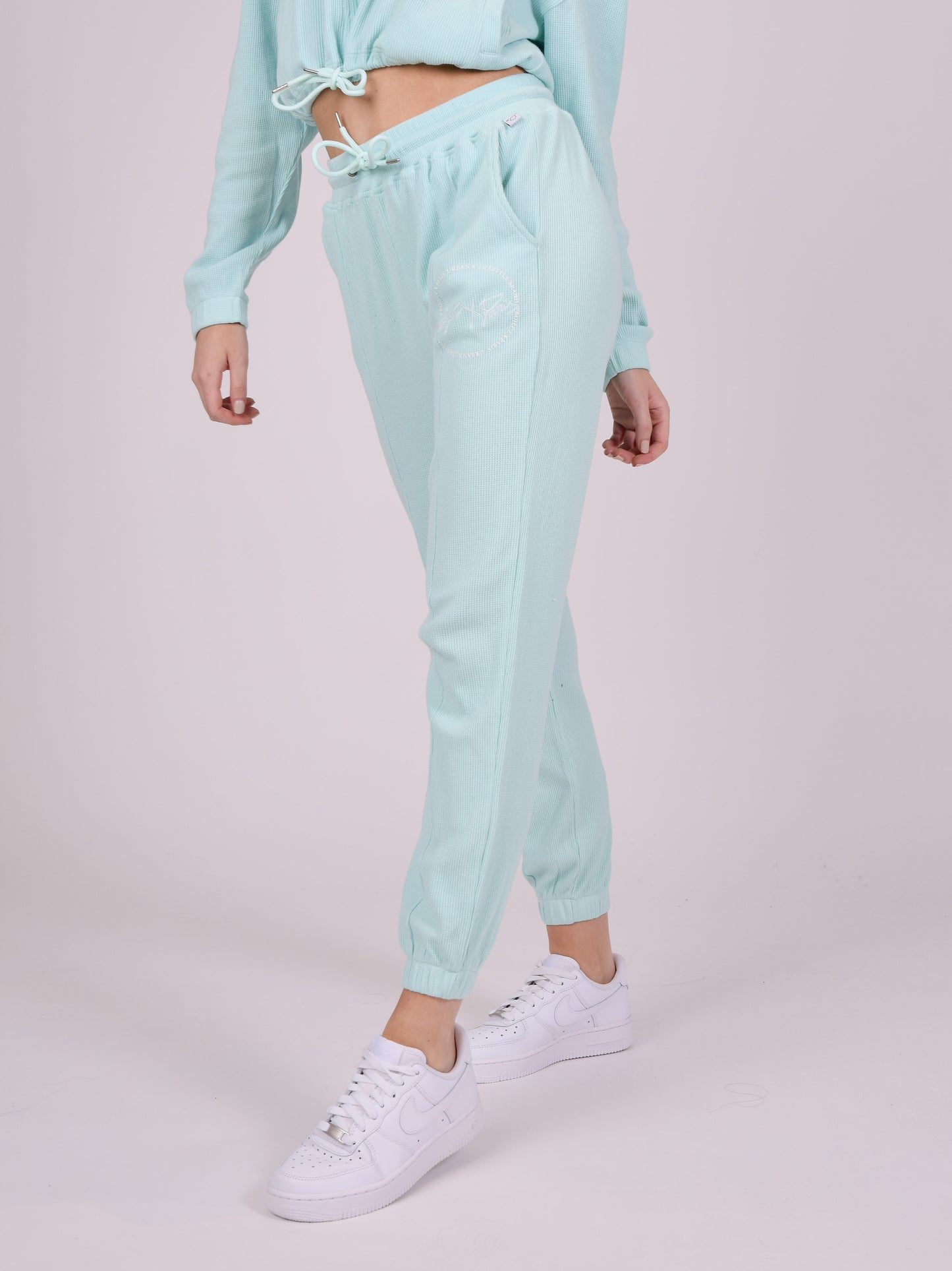 bas-de-jogging-effet-nid-d-abeille-cyan