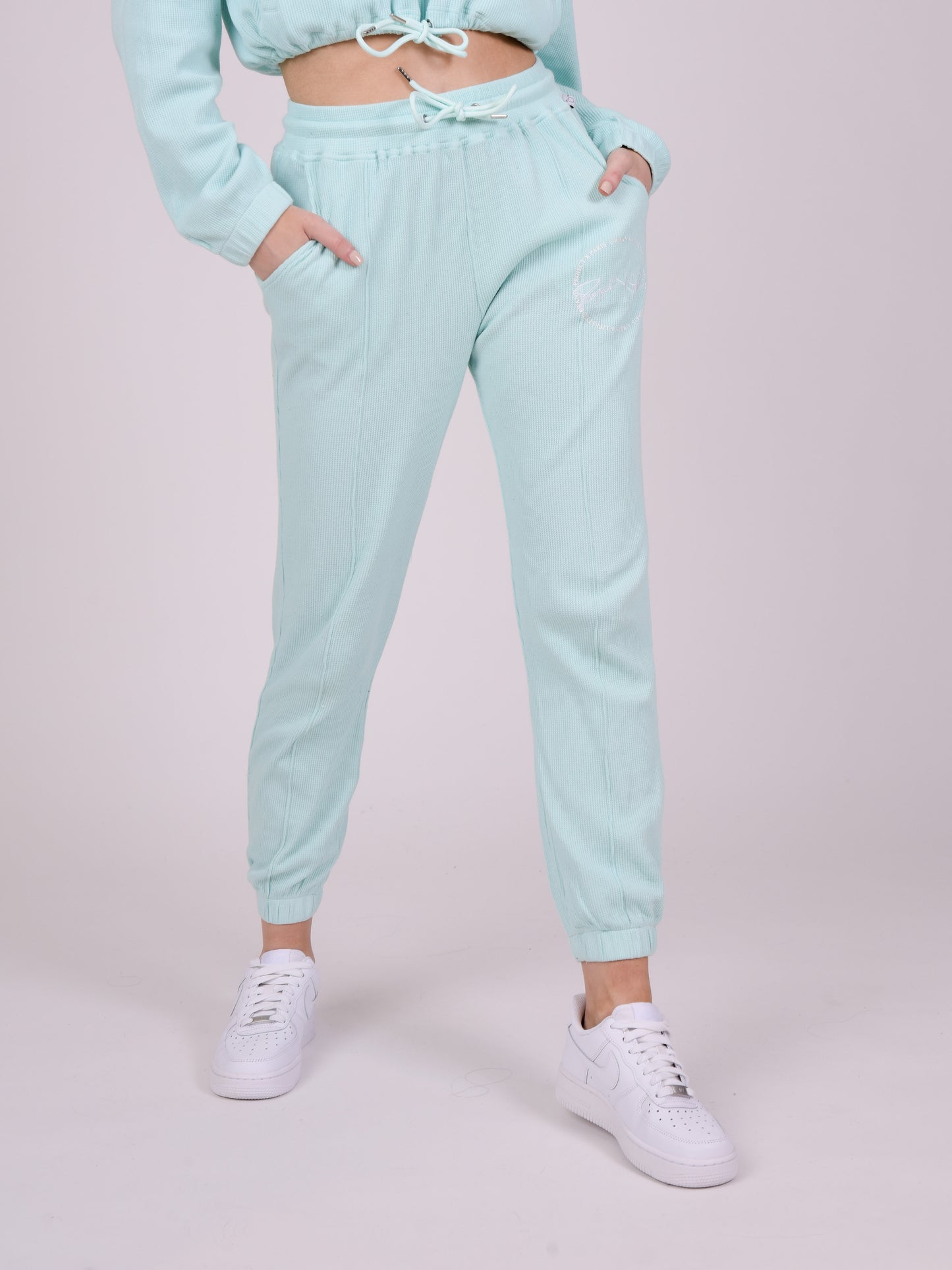 bas-de-jogging-effet-nid-d-abeille-cyan