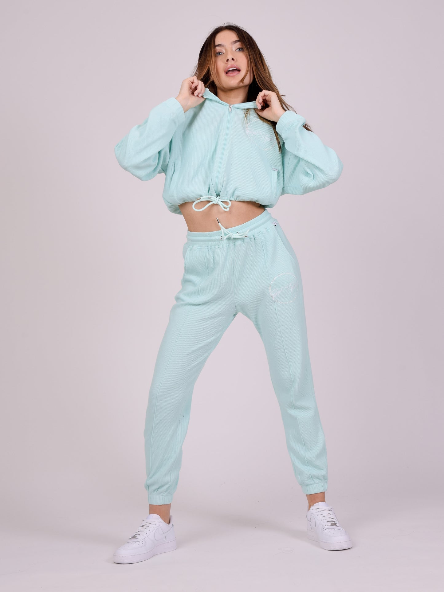bas-de-jogging-effet-nid-d-abeille-cyan