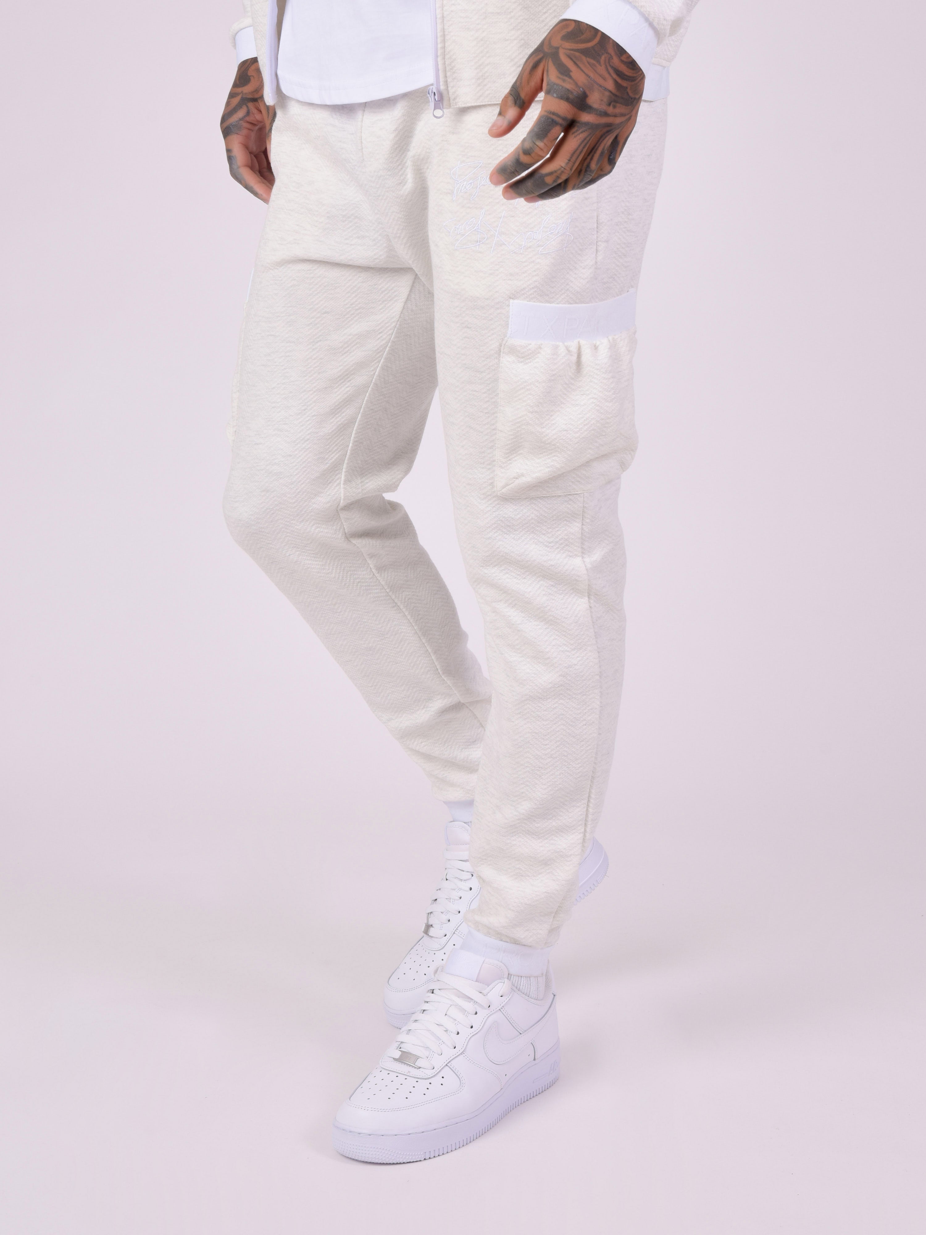 Pantaloni de trening din țesătură texturată cu detalii elastice sport-4