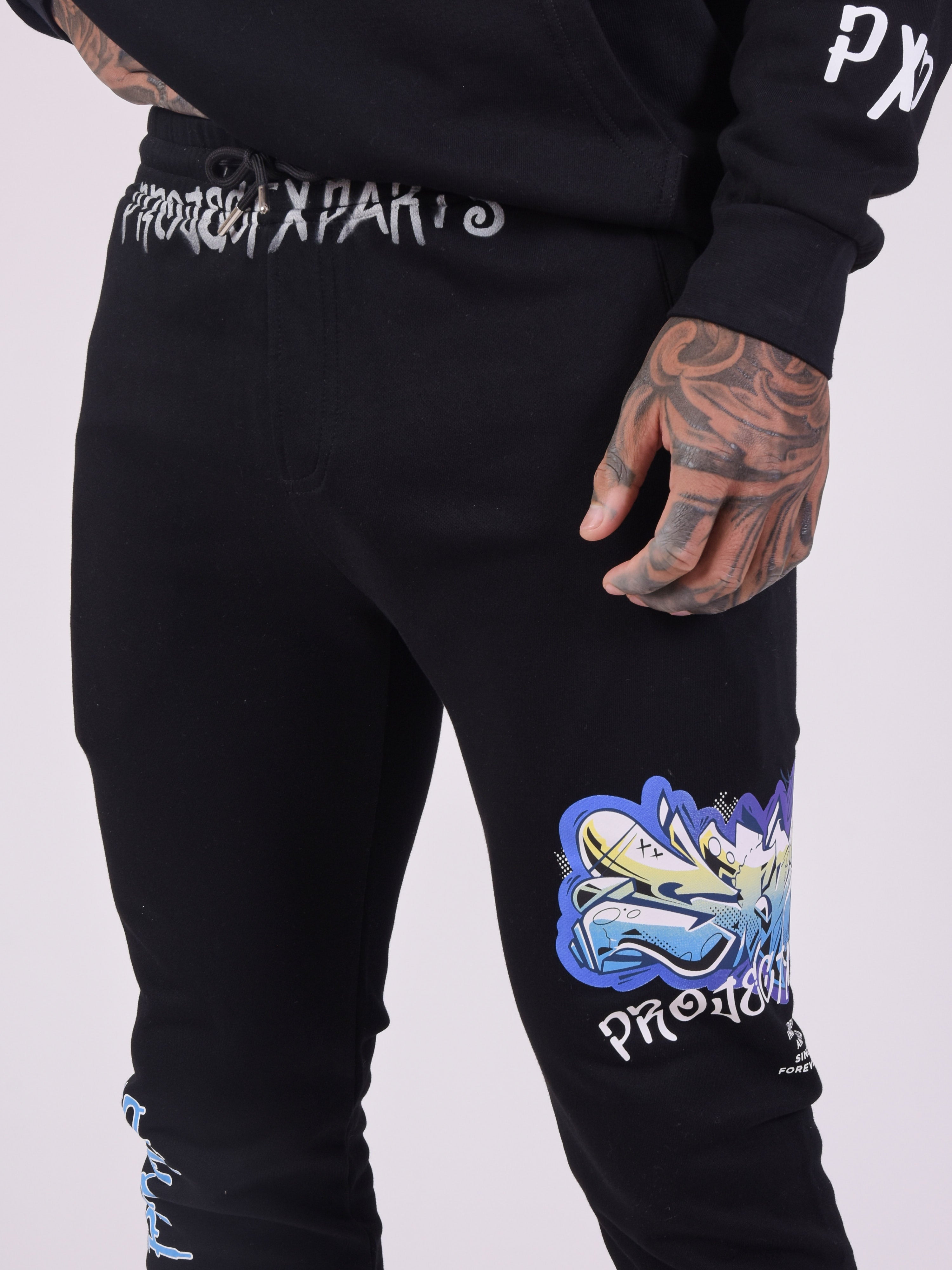 Pantaloni de trening cu imprimeu street art-7