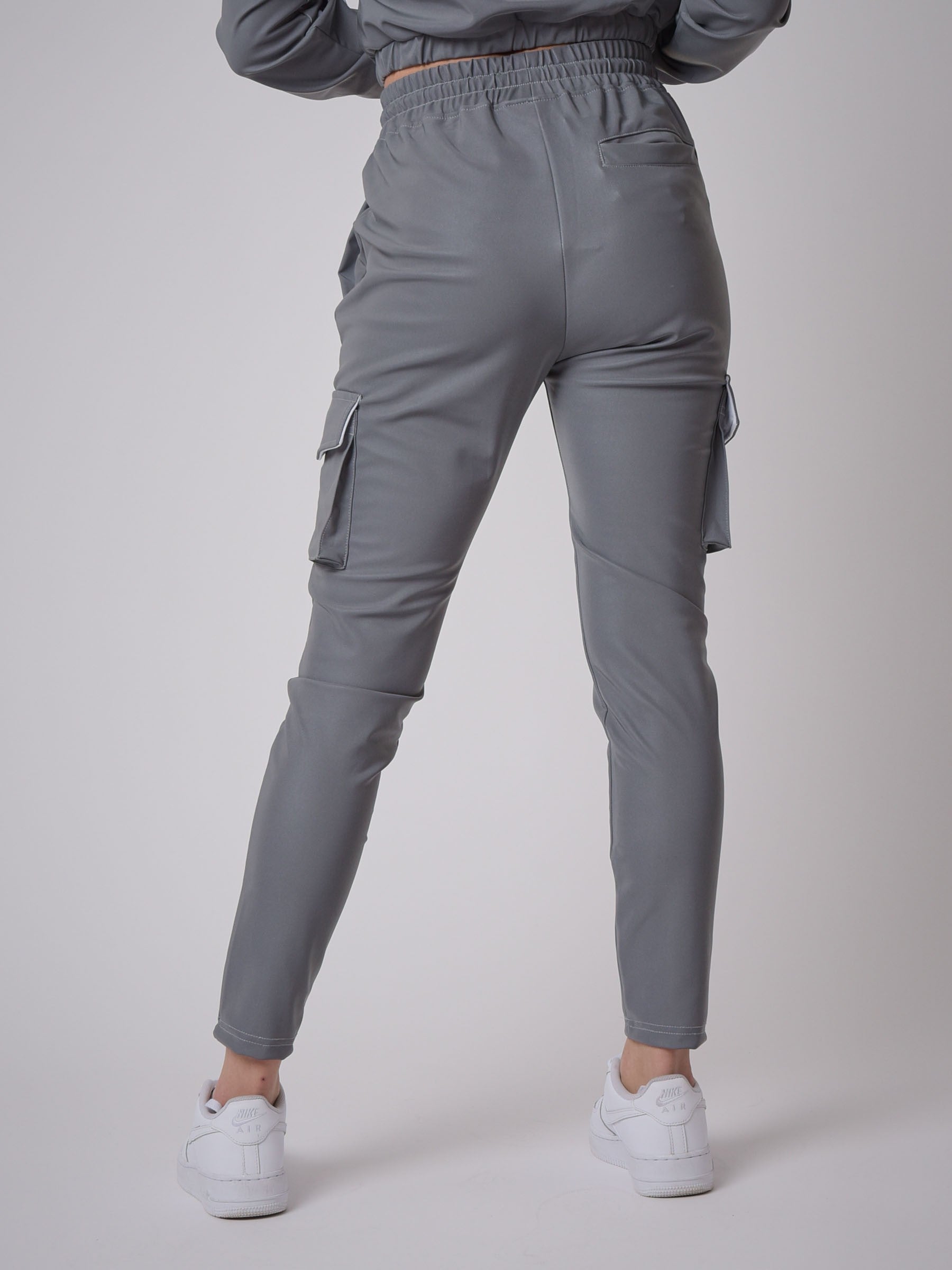 Ensfarget joggebukse med klipsbelte-5