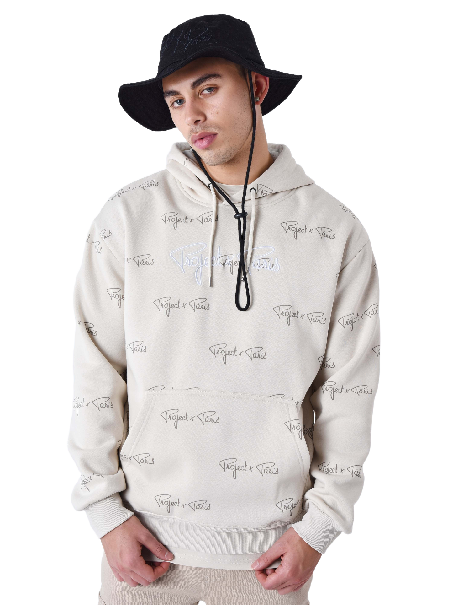 sweat-a-capuche-imprime-signature-all-over-greige