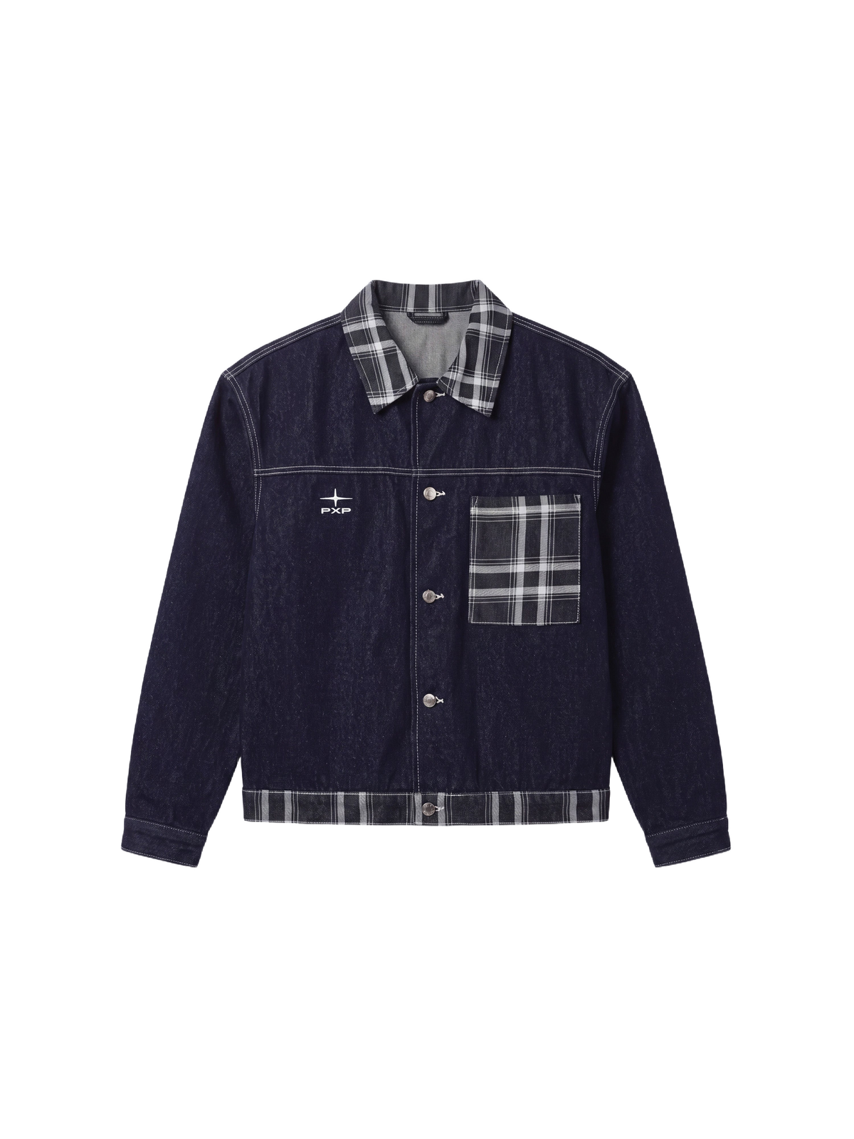 Chaqueta vaquera con estampado de cuadros Azul – 7