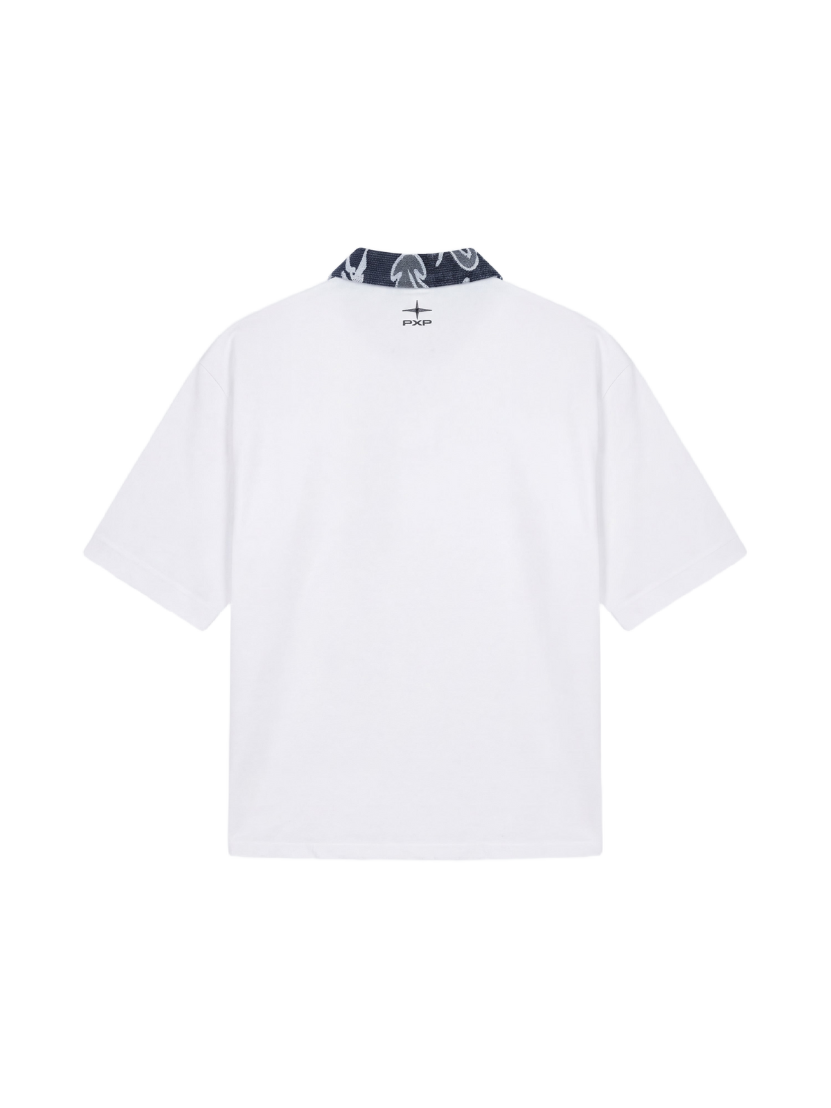 Polo bi-matière à col floral-9