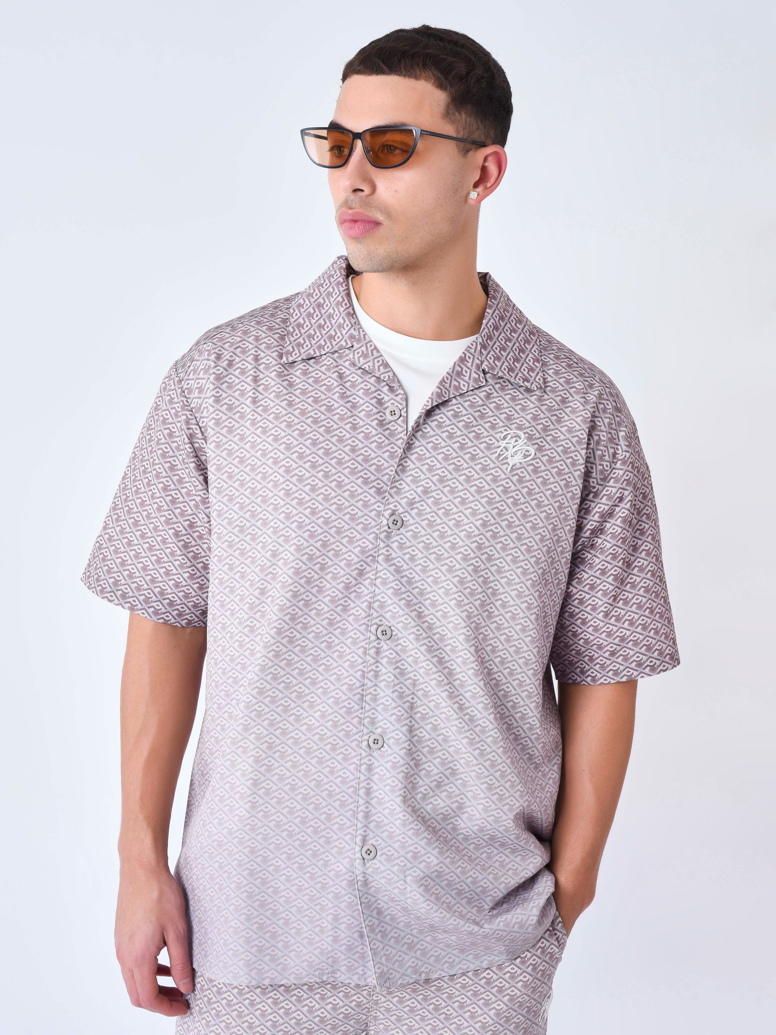 chemise-imprime-graphic-gaze-degrade-taupe