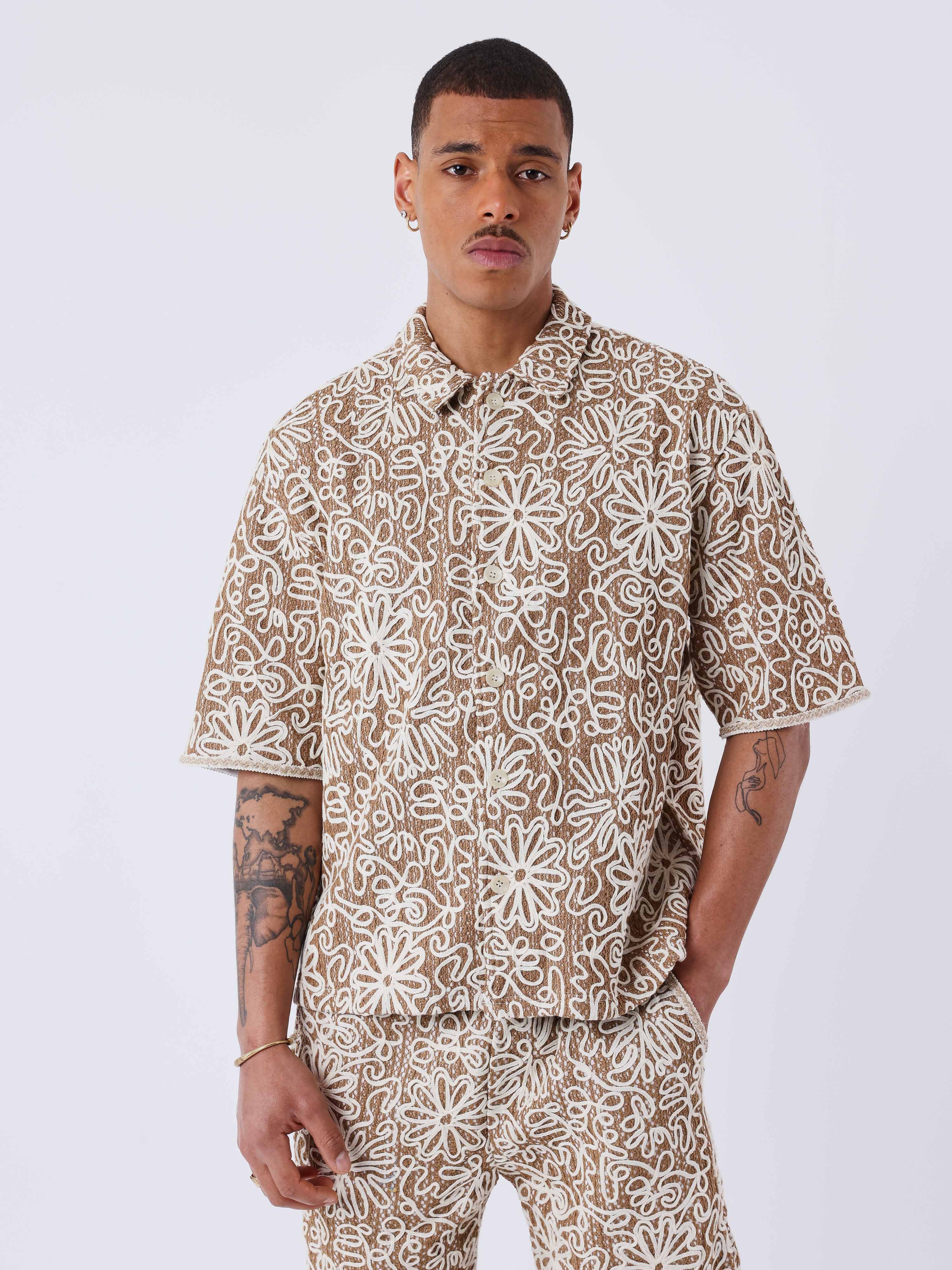 chemise-kalash-x-pxp-a-motifs-naturel-marron
