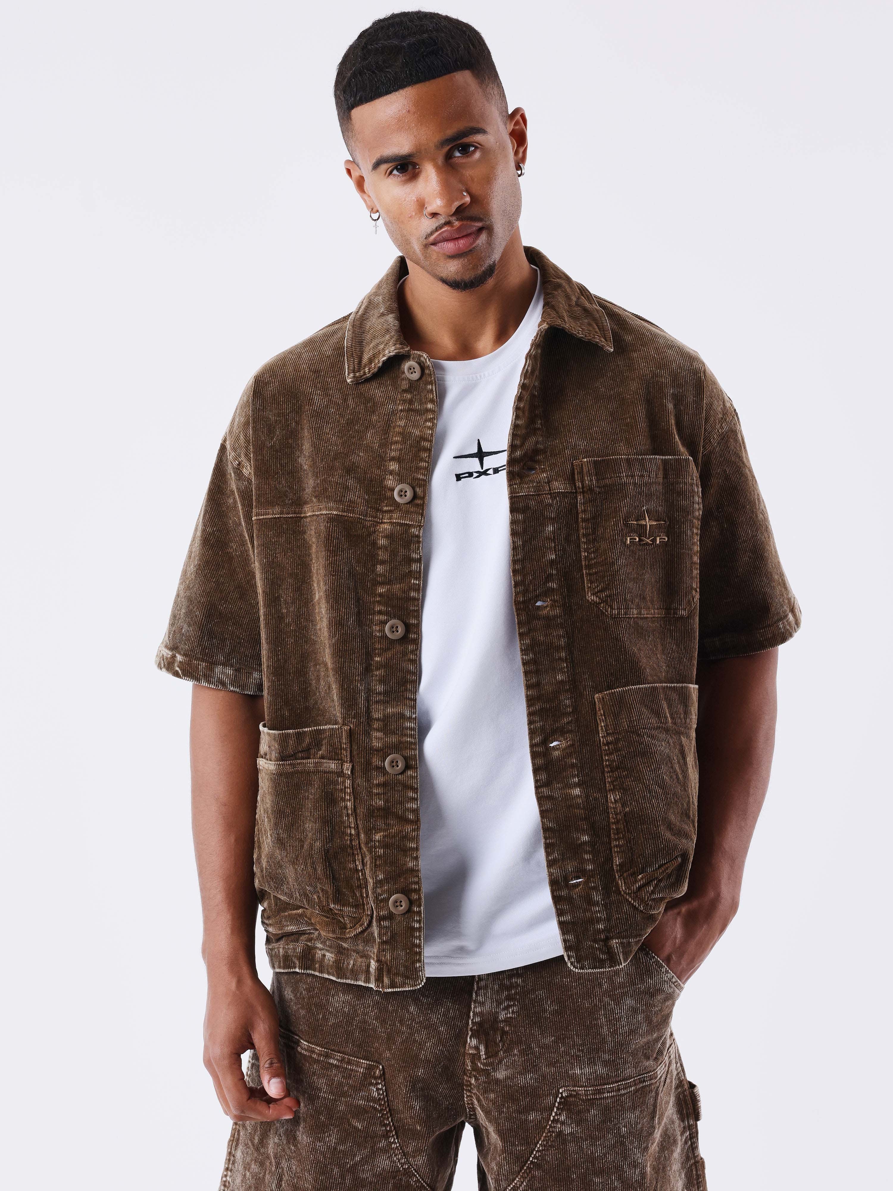 Camisa de veludo cotelê-1