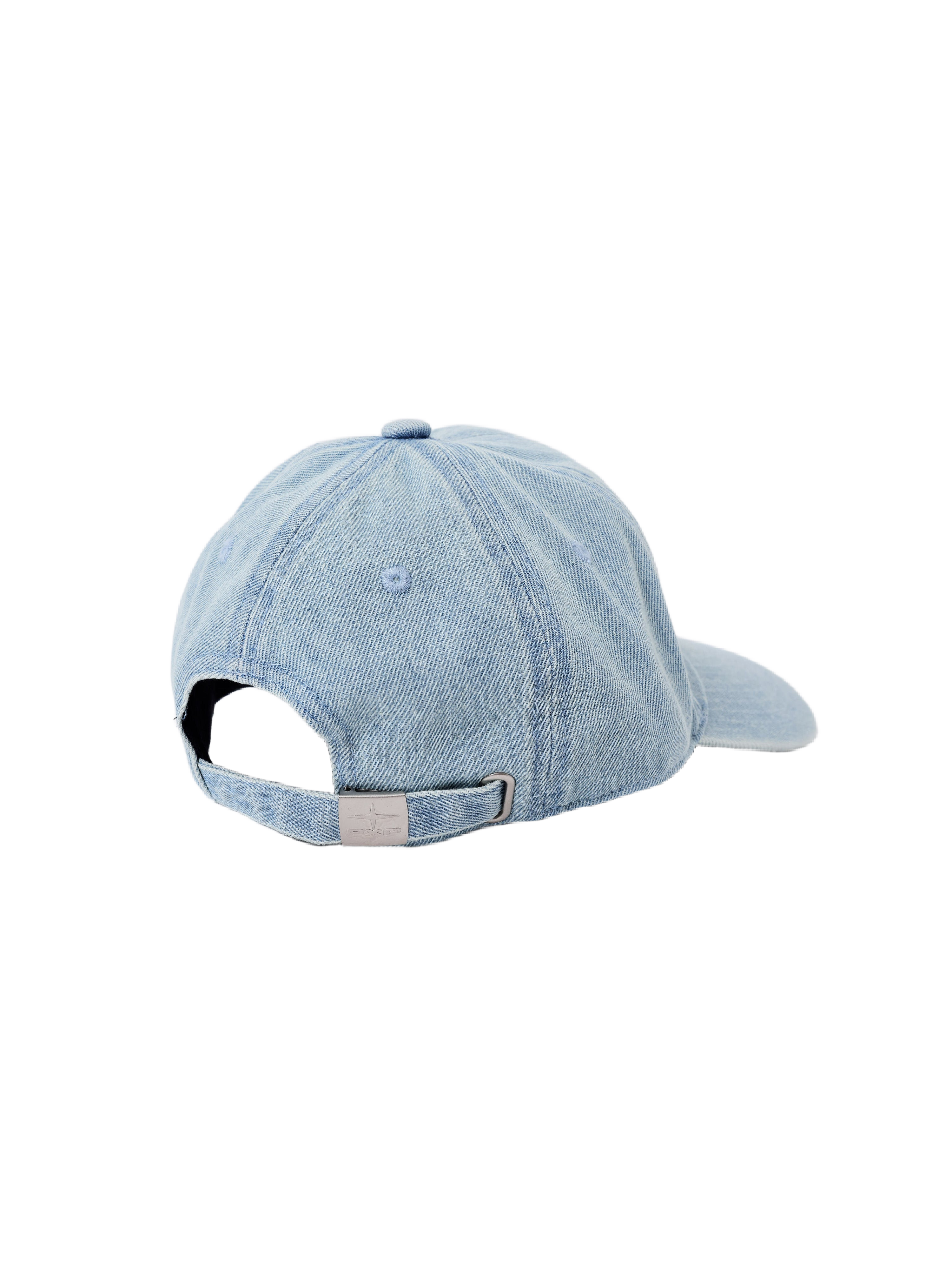 Blauwe denim pet met verweerd effect-2