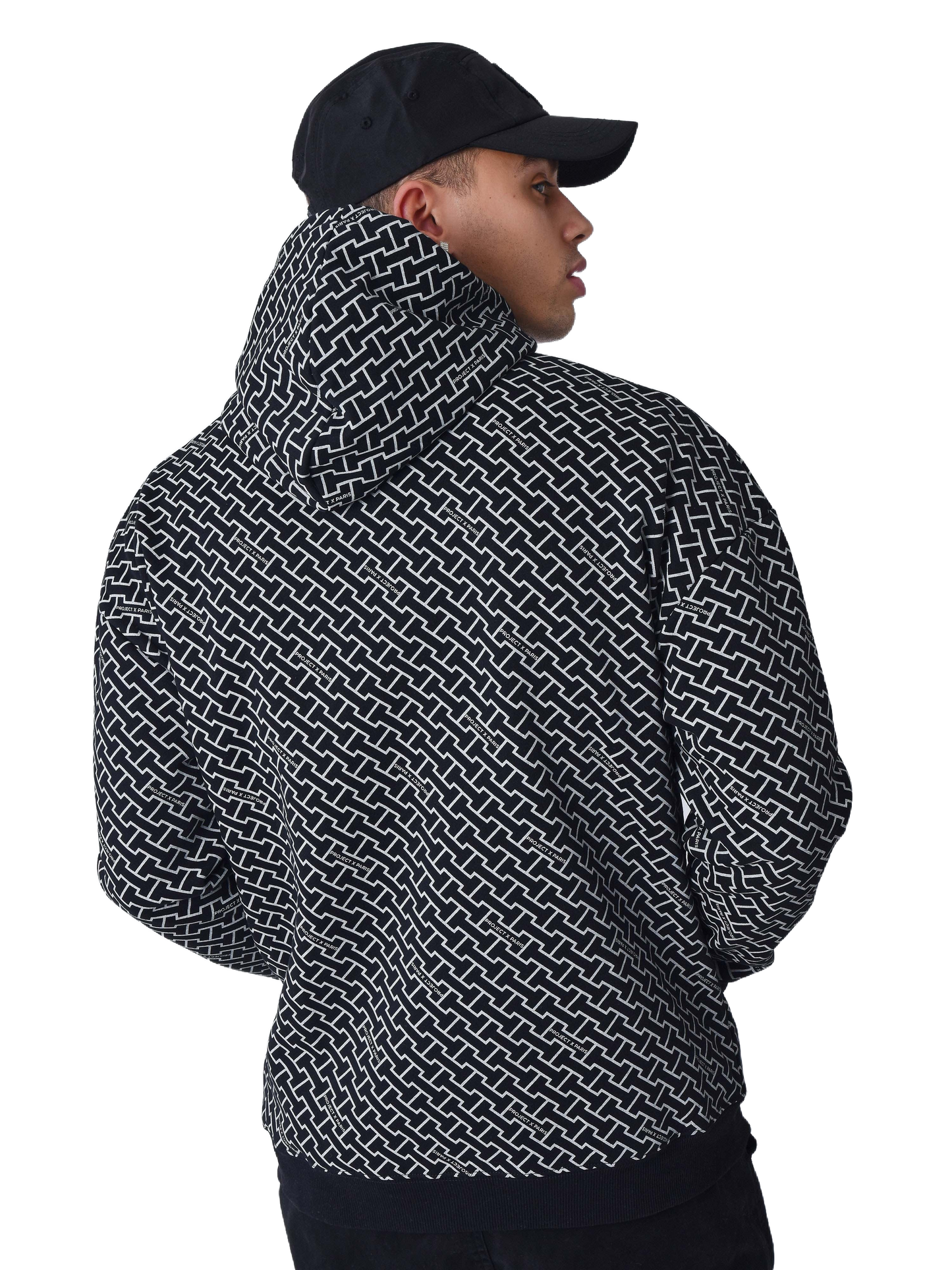 sweat-a-capuche-zippe-imprime-monogramme-noir