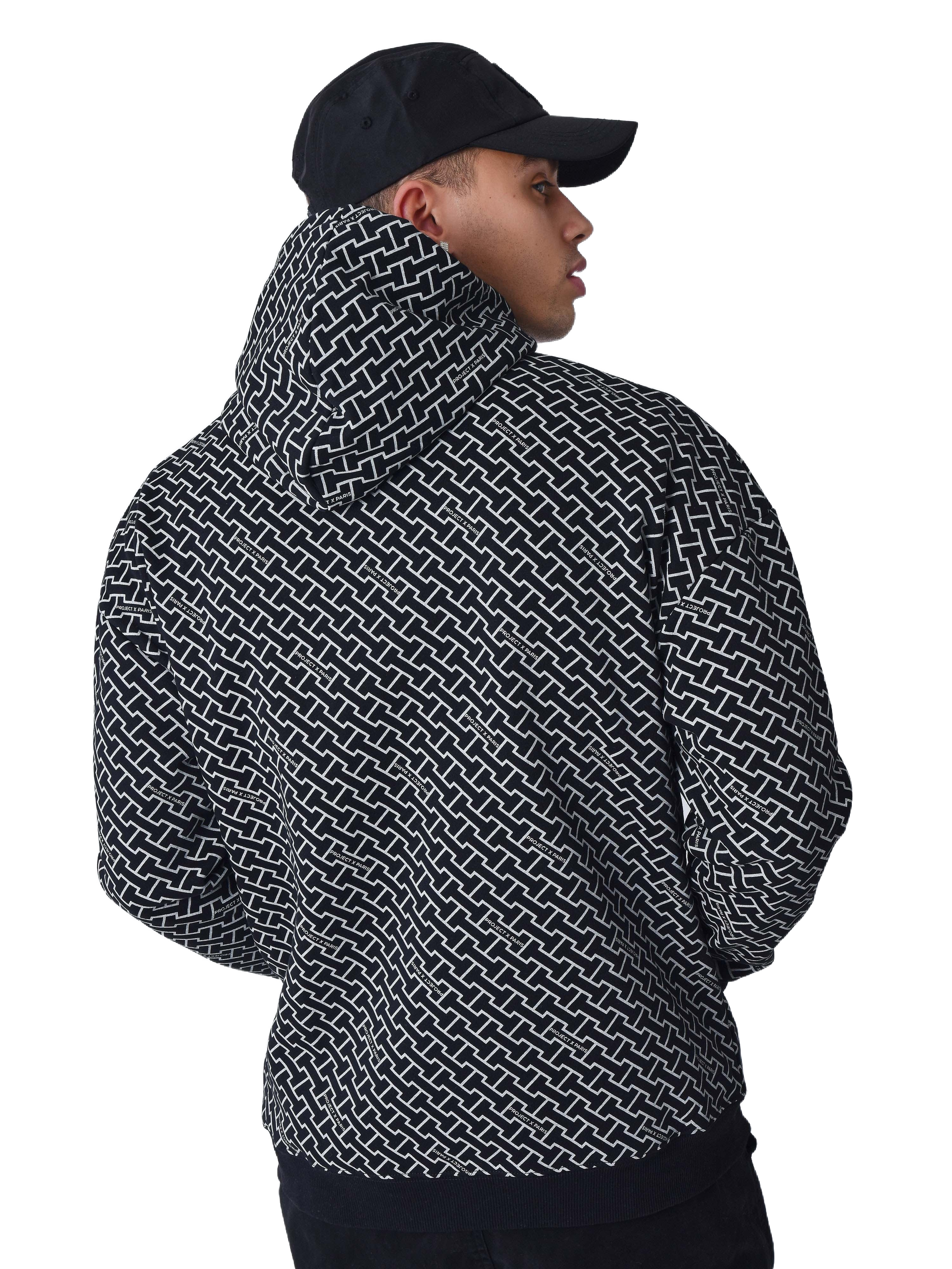 Hættetrøje med lynlås og monogramprint-2