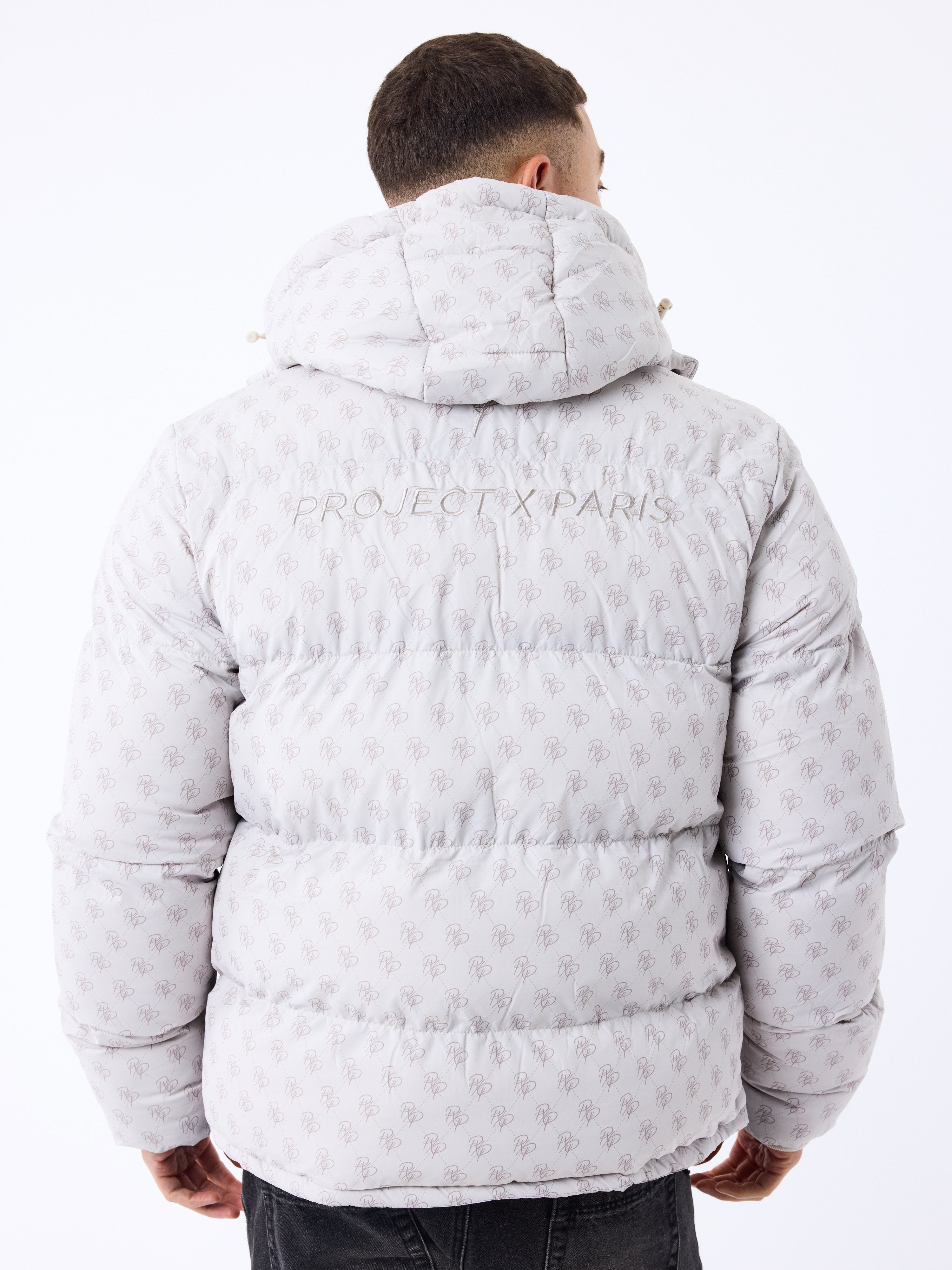 doudoune-a-capuche-all-over-monogramme-greige